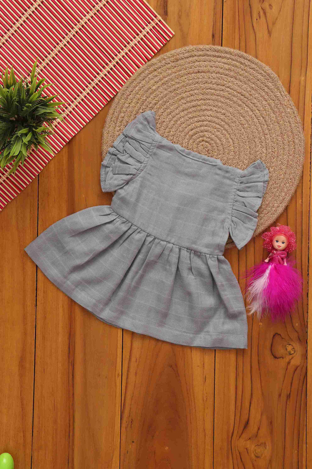 Elegant Solid Coloured Frilled Frock for Babies - Vibrant Everyday Style