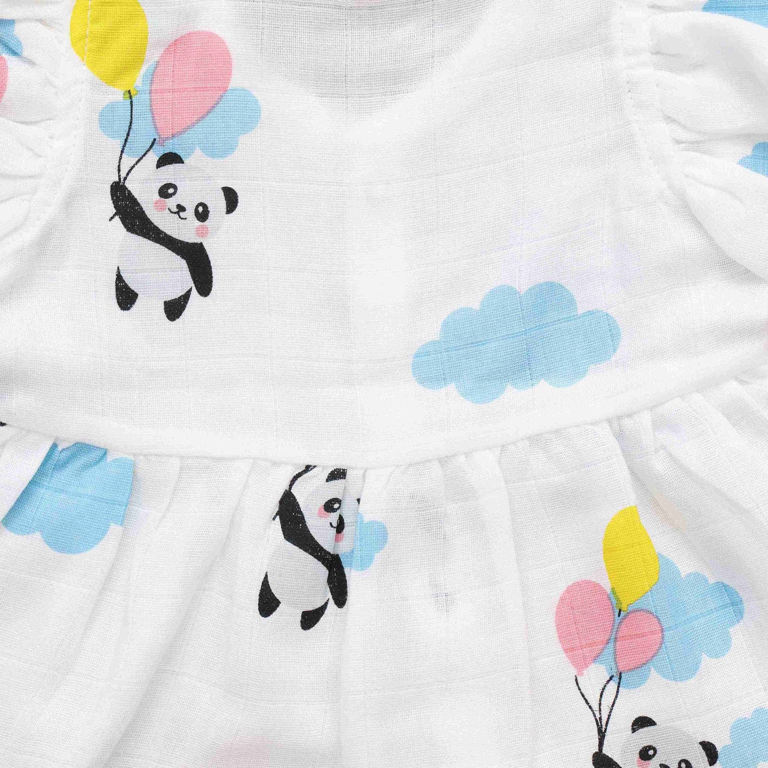 Charming Panda Printed Frilled Frock for Babies - Soft Delight