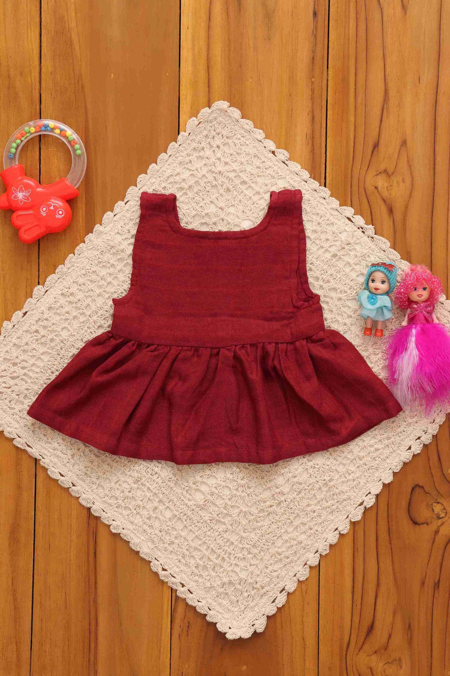 Chic Solid Colored Frock for Babies - Playful Elegance