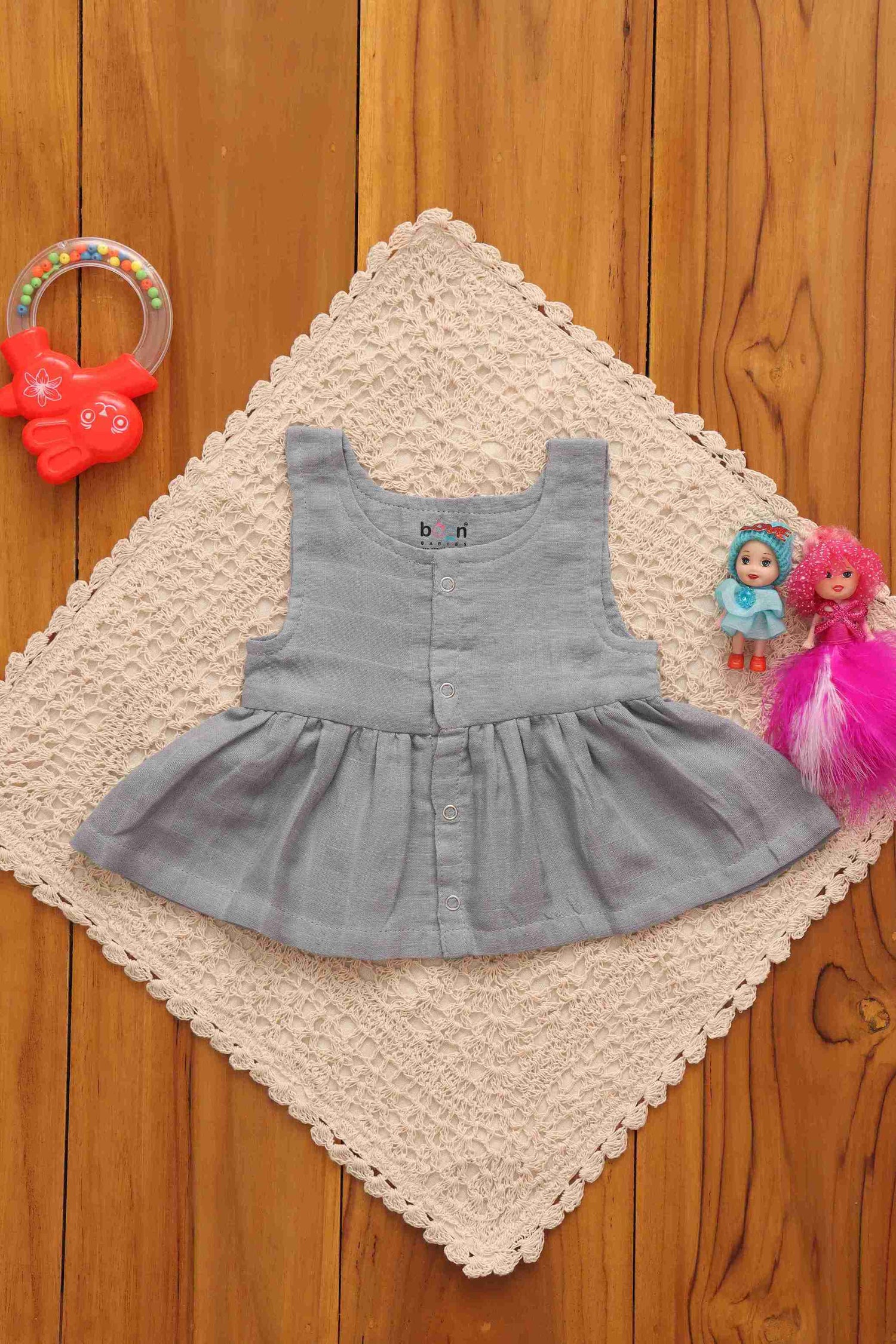 Chic Solid Colored Frock for Babies - Playful Elegance