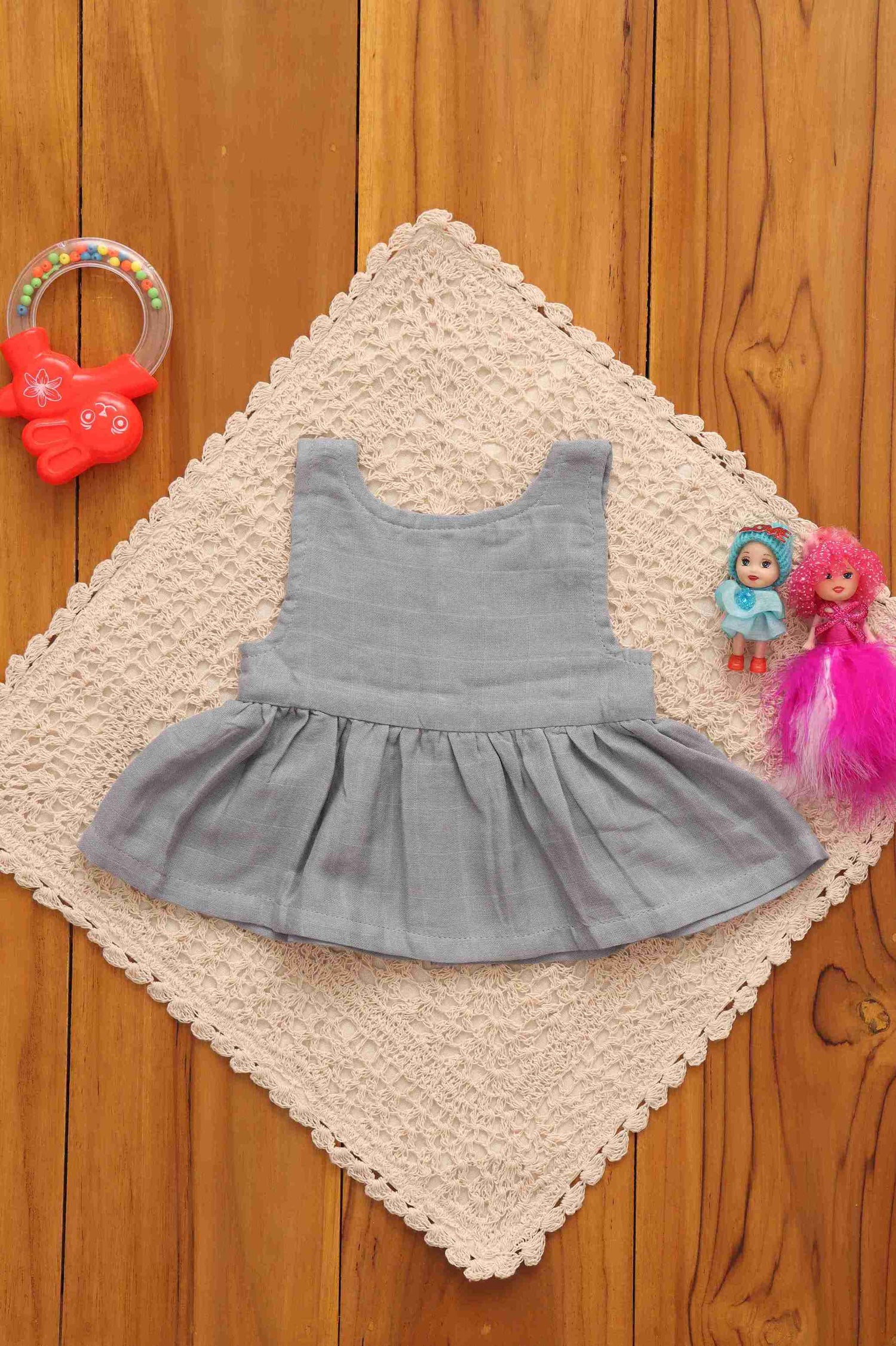 Chic Solid Colored Frock for Babies - Playful Elegance