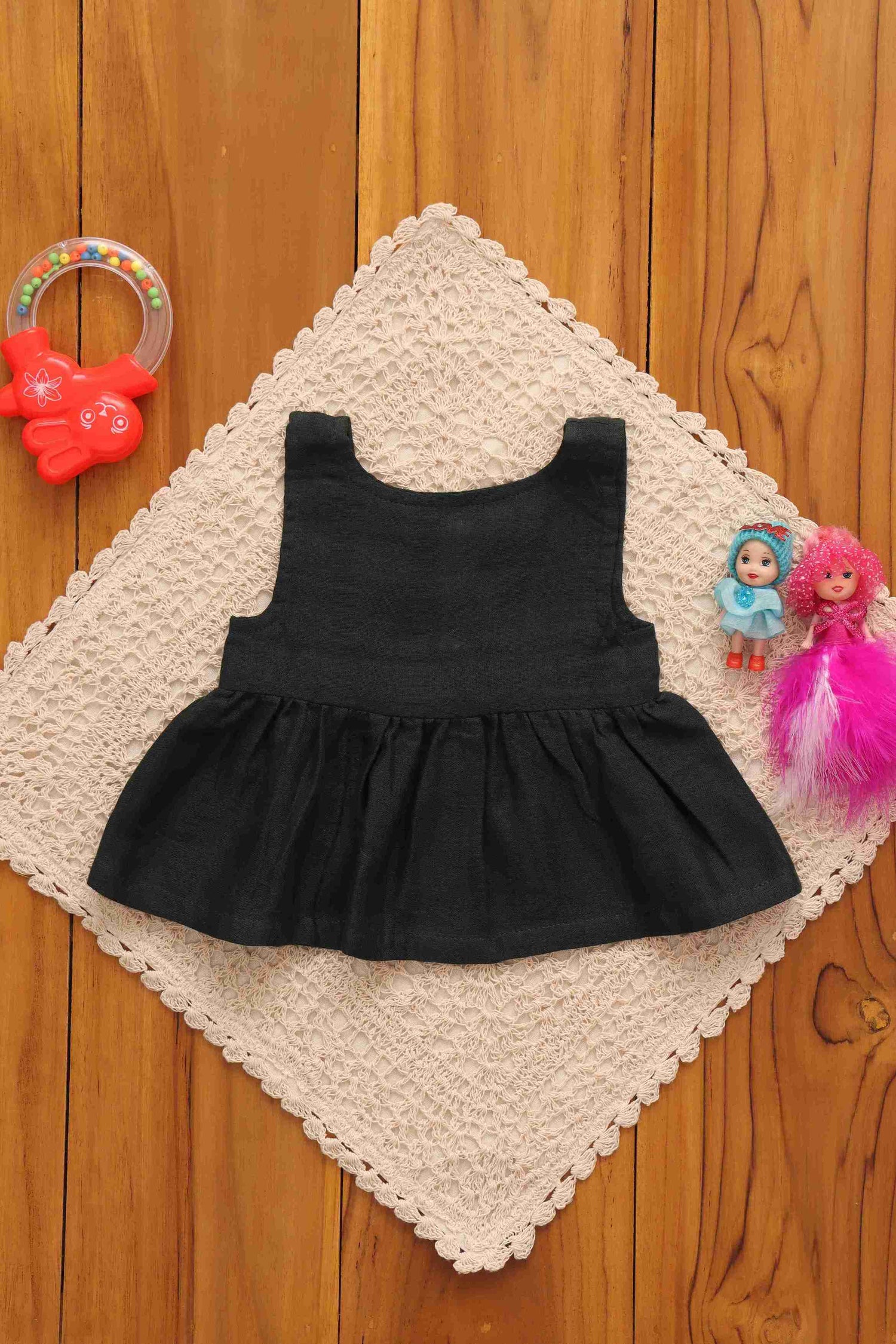 Chic Solid Colored Frock for Babies - Playful Elegance