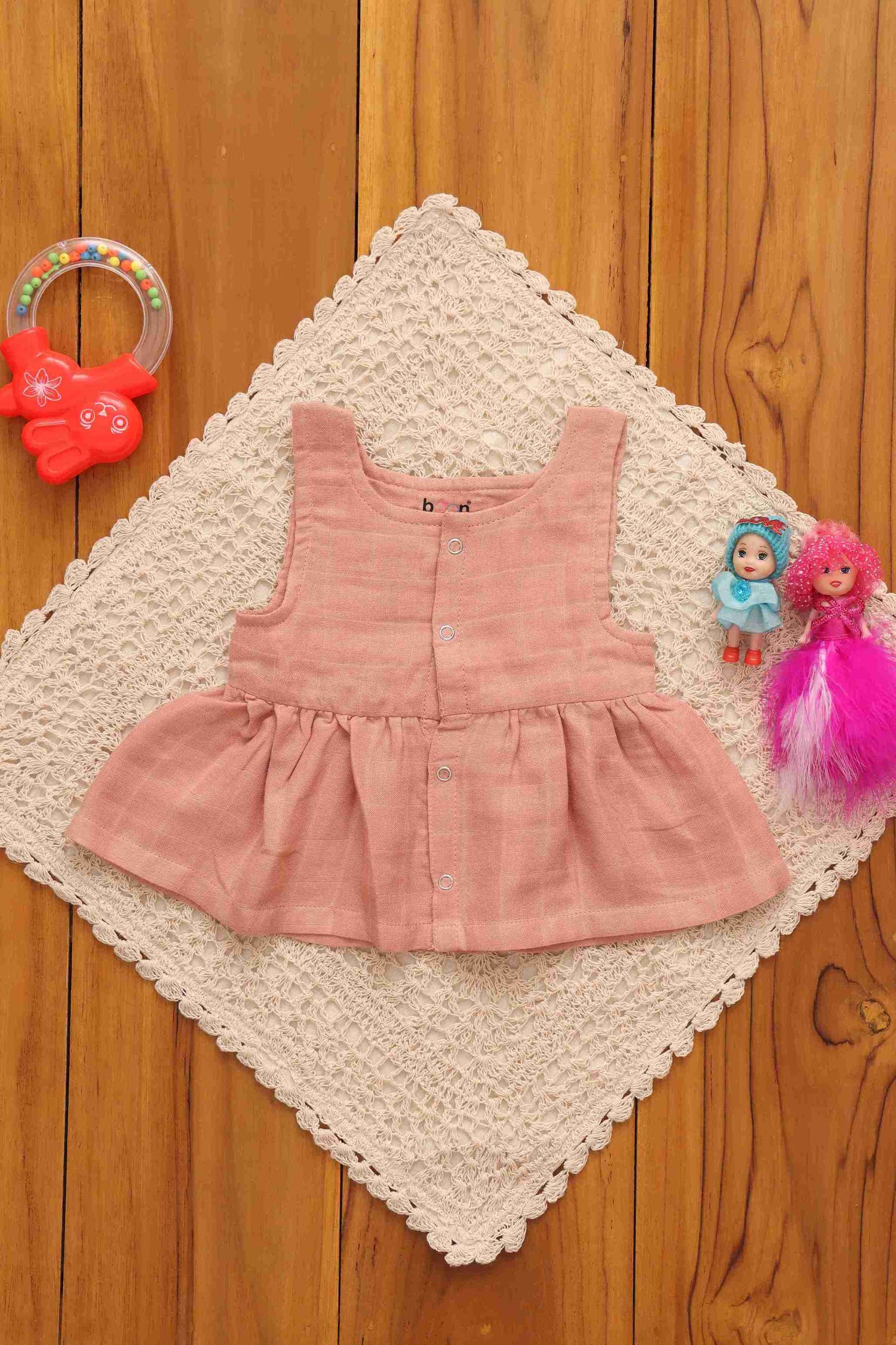 Chic Solid Colored Frock for Babies - Playful Elegance