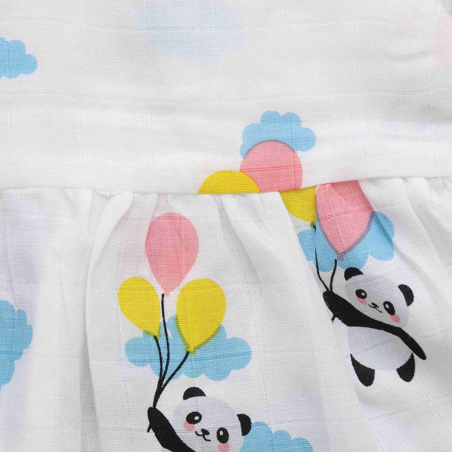 Charming Panda Printed Frilled Frock for Babies - Playful Elegance