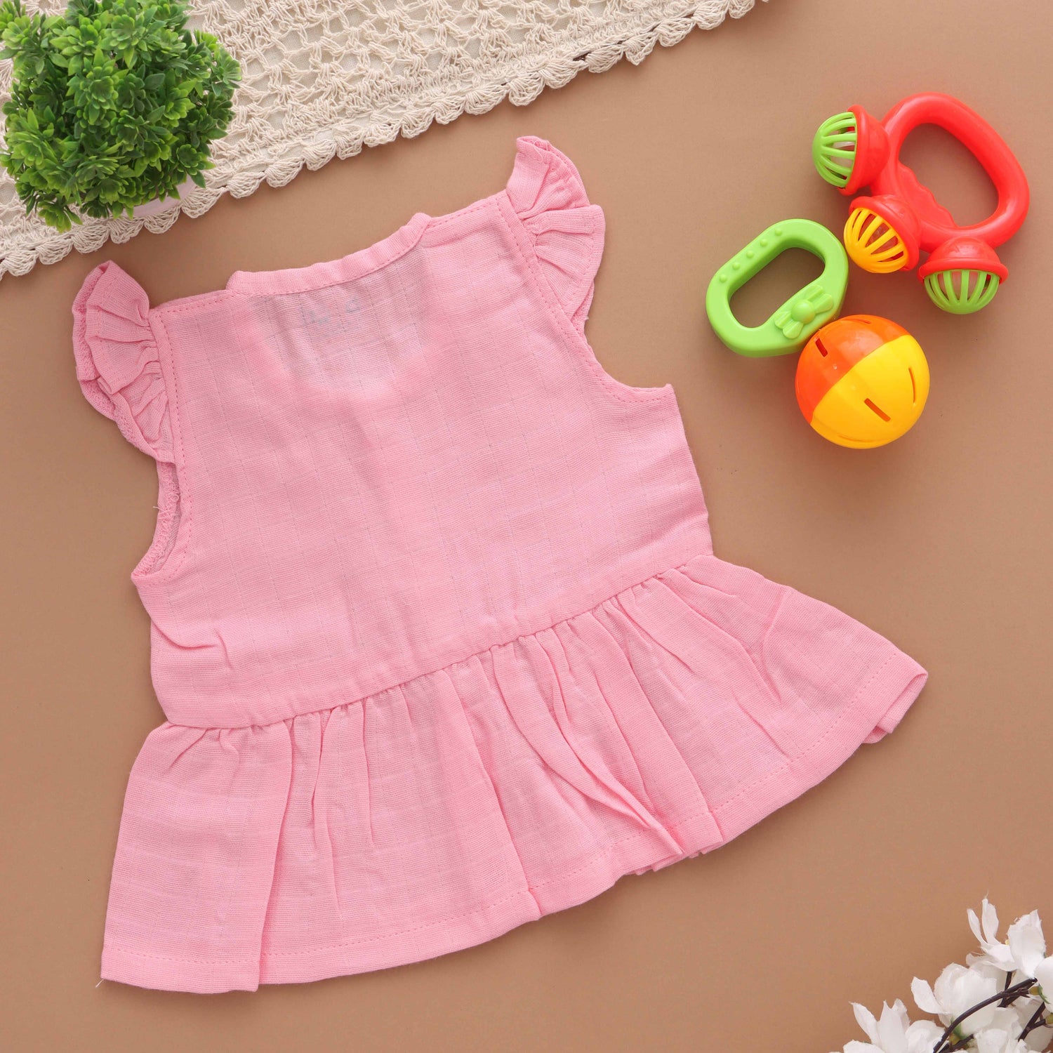 First Wardrobe: Essential Solid Colored Muslin Frock for Babies