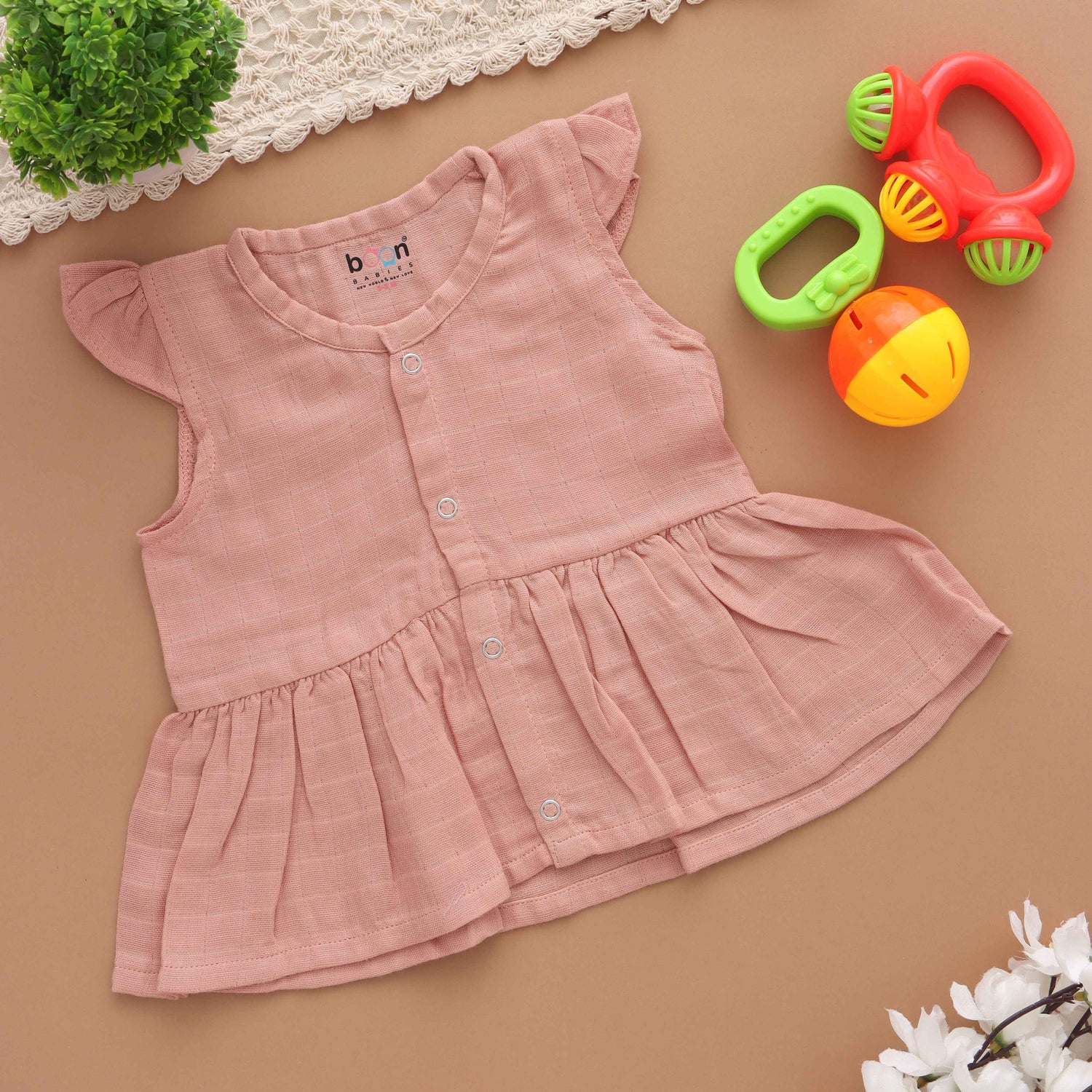 First Wardrobe: Essential Solid Colored Muslin Frock for Babies