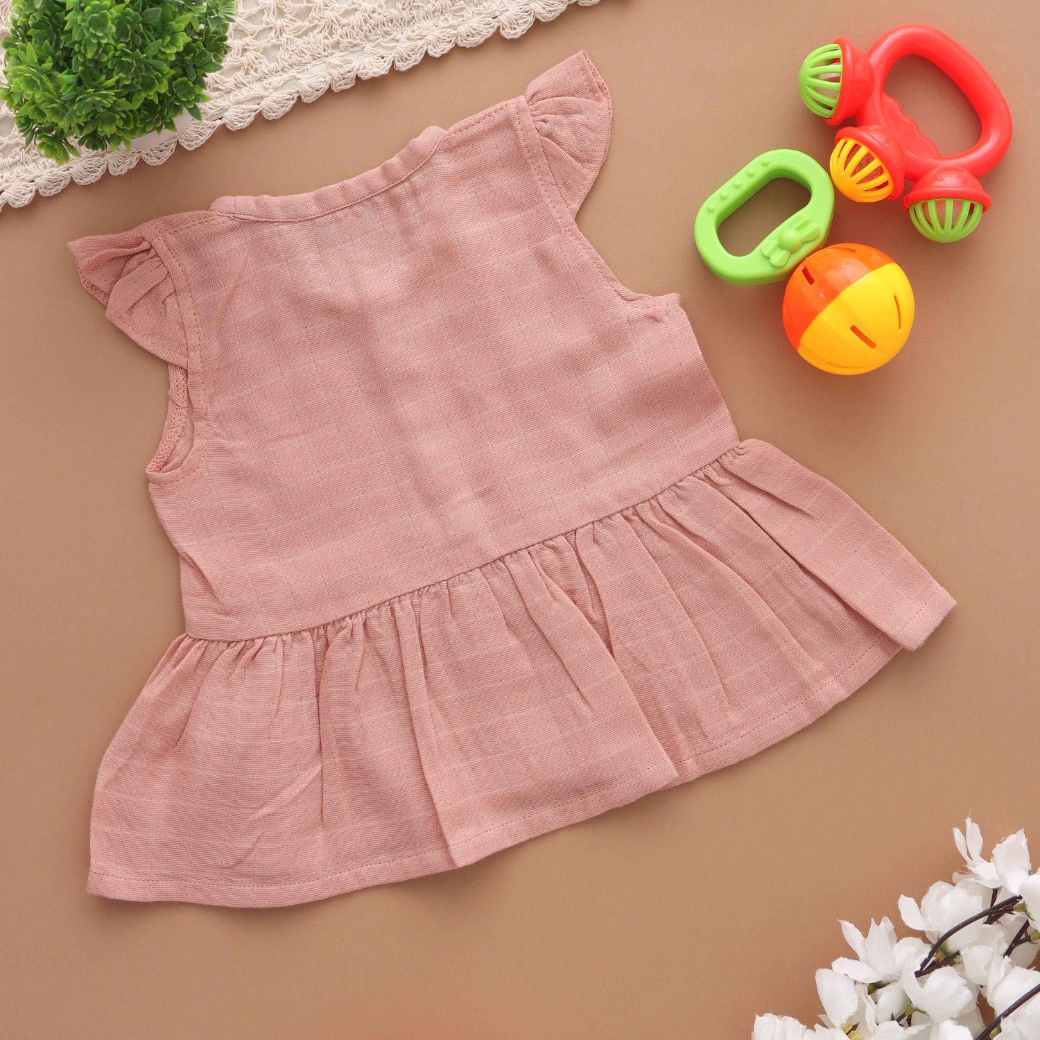 First Wardrobe: Essential Solid Colored Muslin Frock for Babies