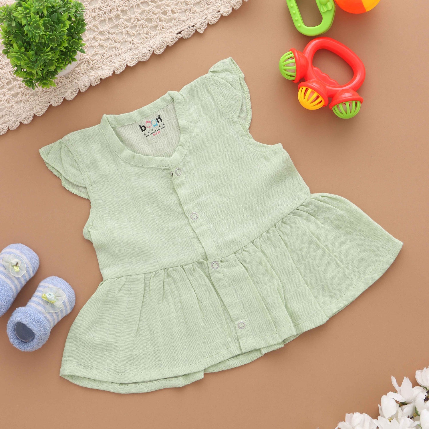 First Wardrobe: Essential Solid Colored Muslin Frock for Babies