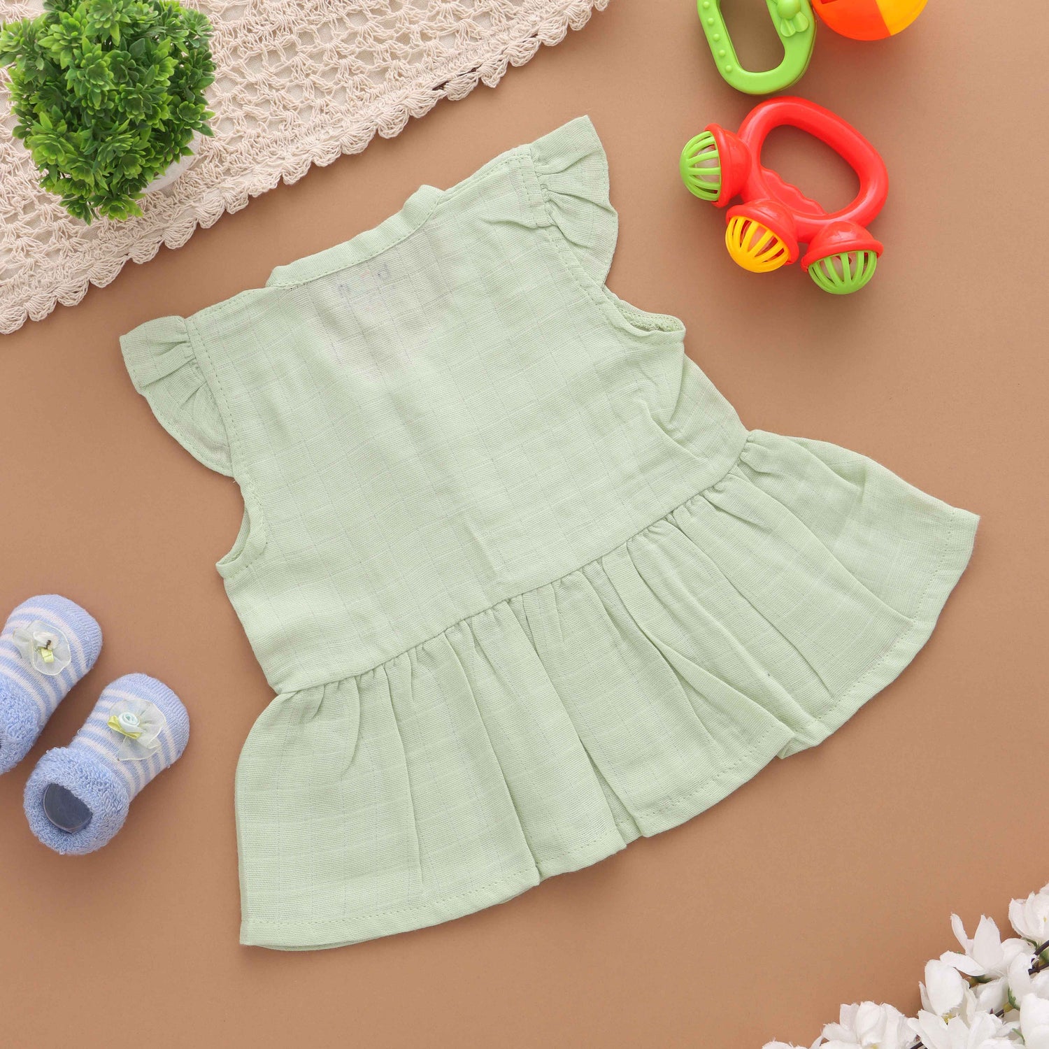 First Wardrobe: Essential Solid Colored Muslin Frock for Babies