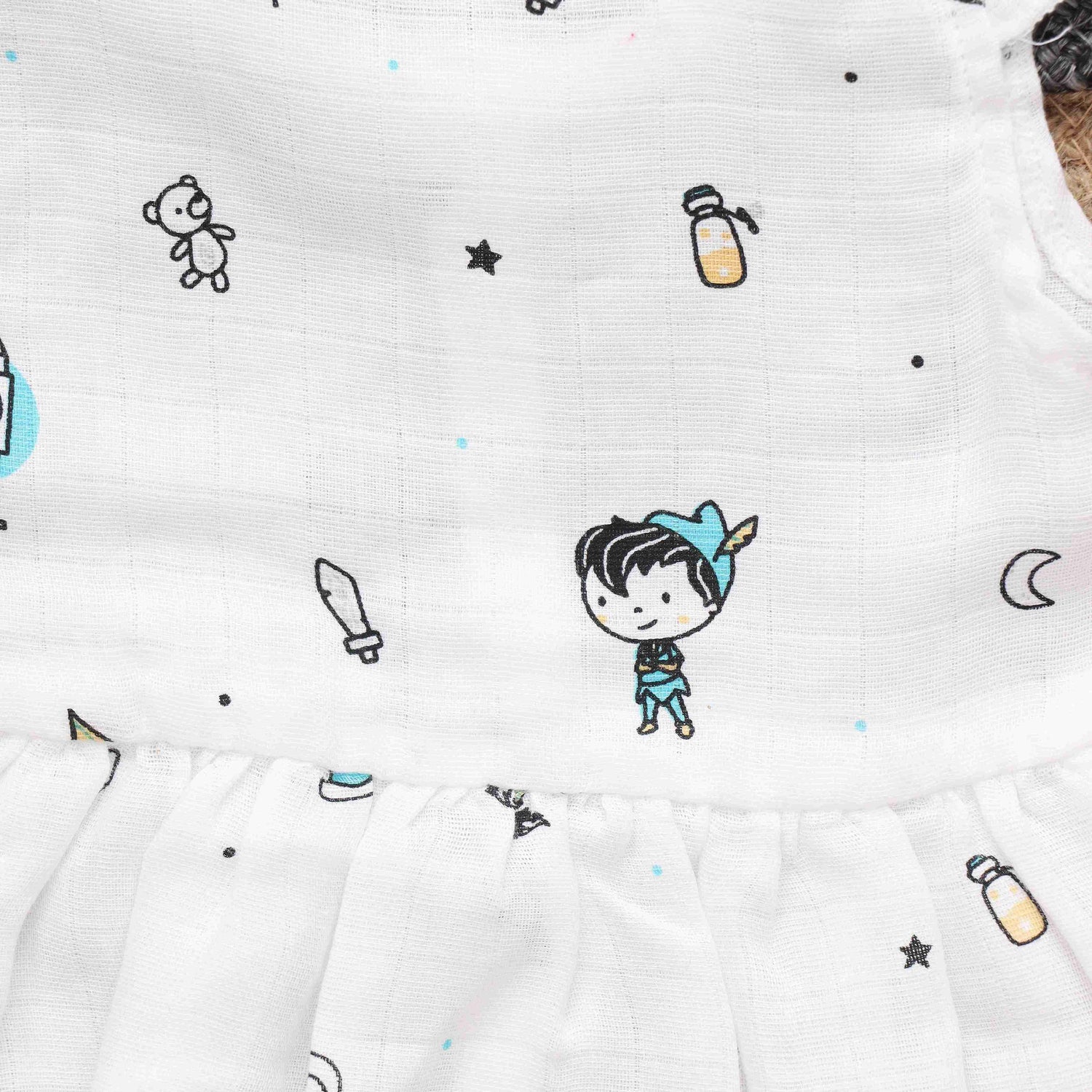 Dreamy Doodles: Cute Patterned Muslin Frock for Infants