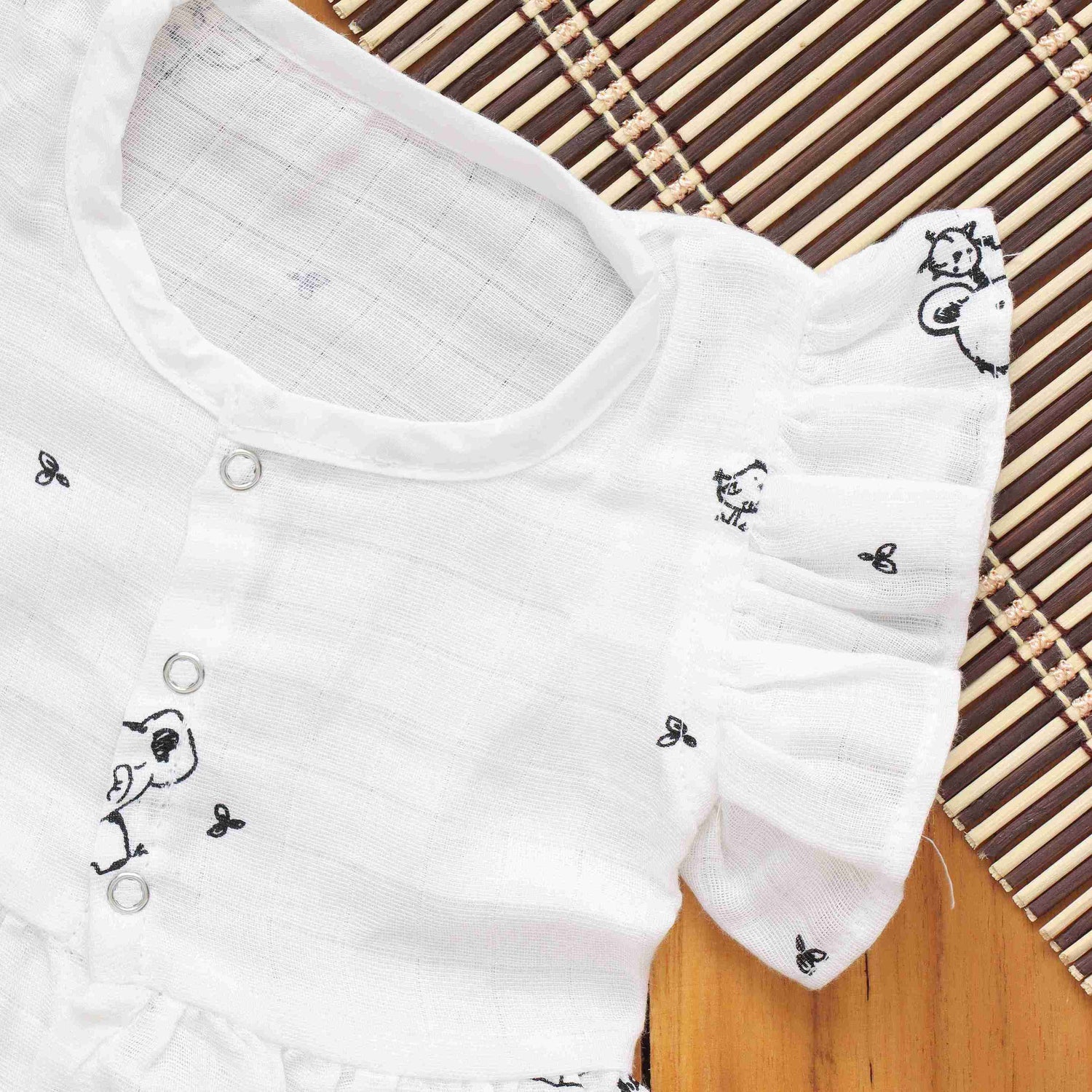 Little Explorer: Soft Muslin Frock with Delightful Prints for Infants