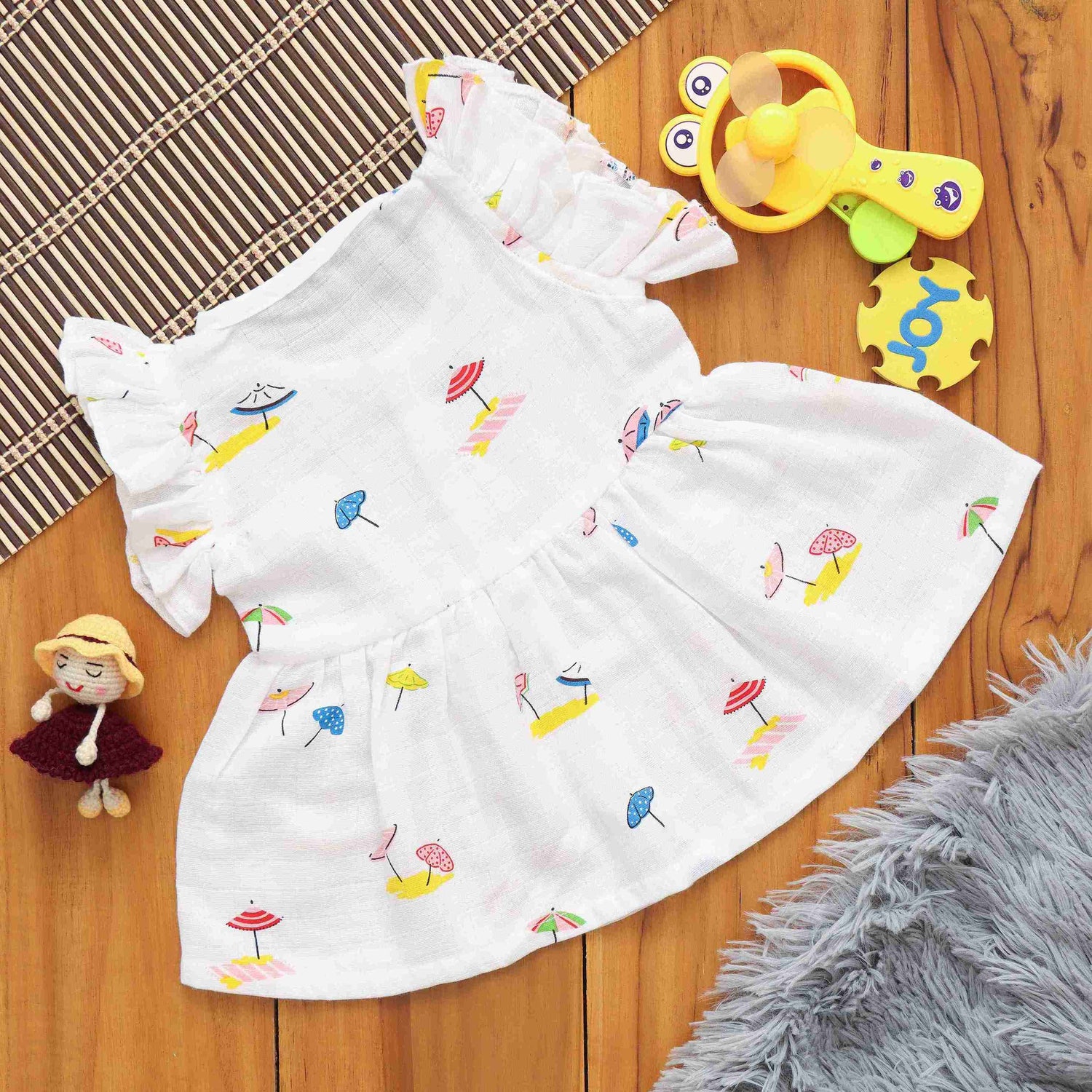 Little Explorer: Soft Muslin Frock with Delightful Prints for Infants