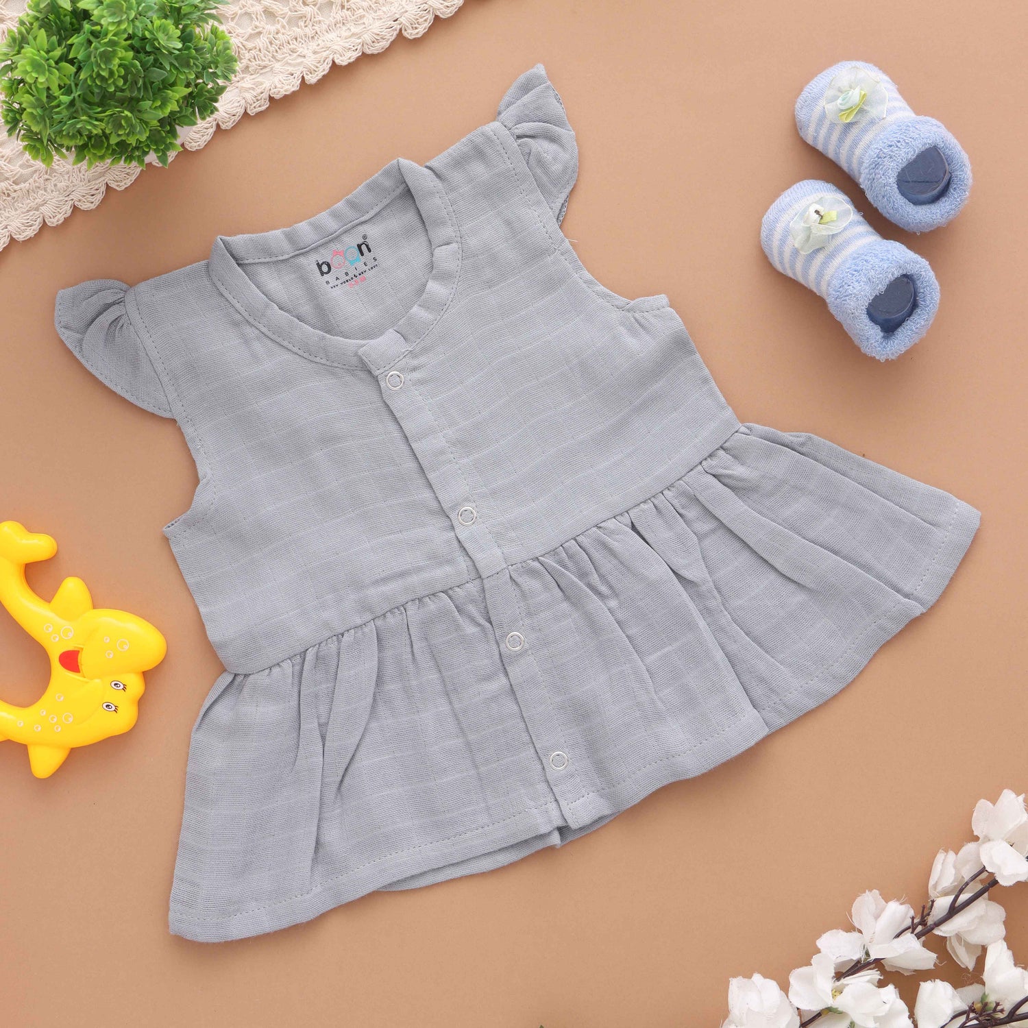 First Wardrobe: Essential Solid Colored Muslin Frock for Babies