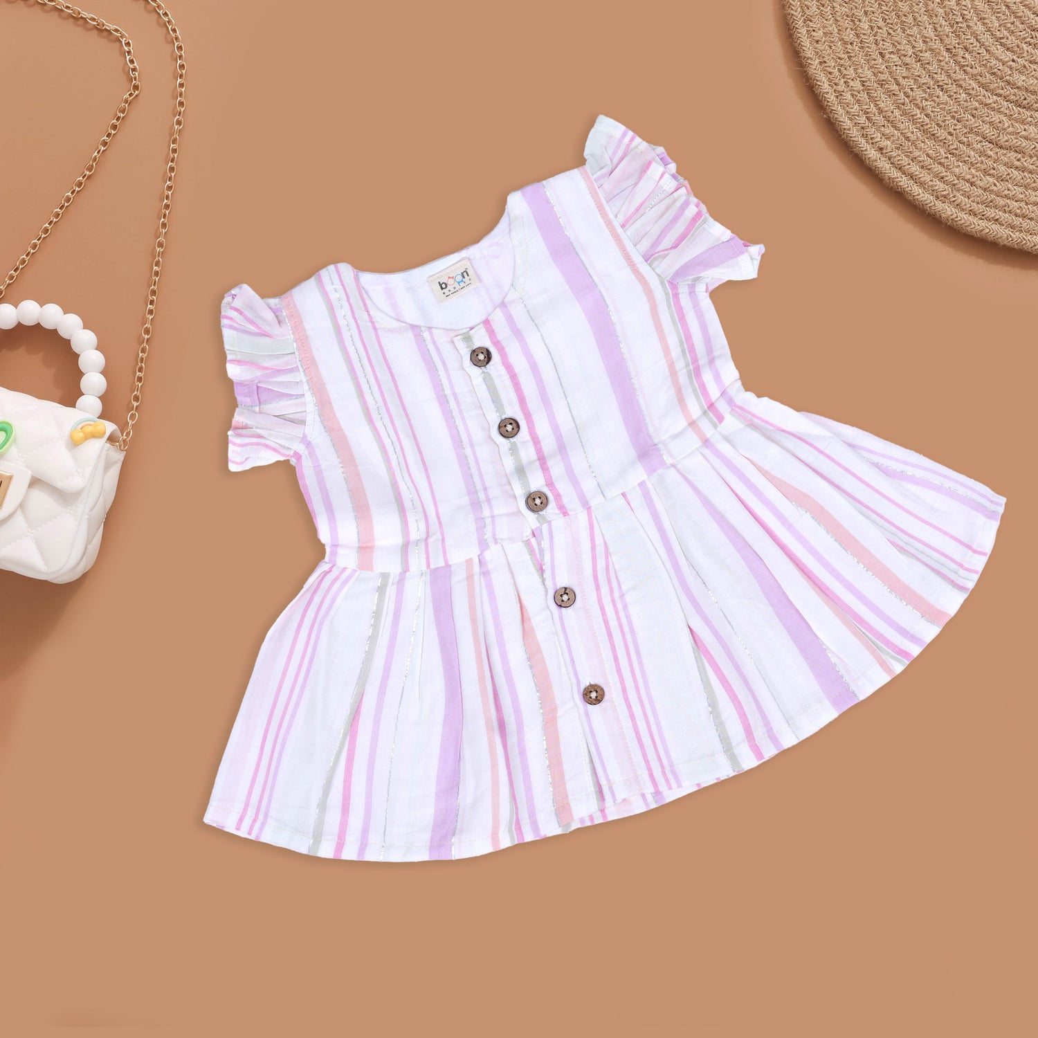 Pastel Stripes Cotton Frock - Summer Freshness