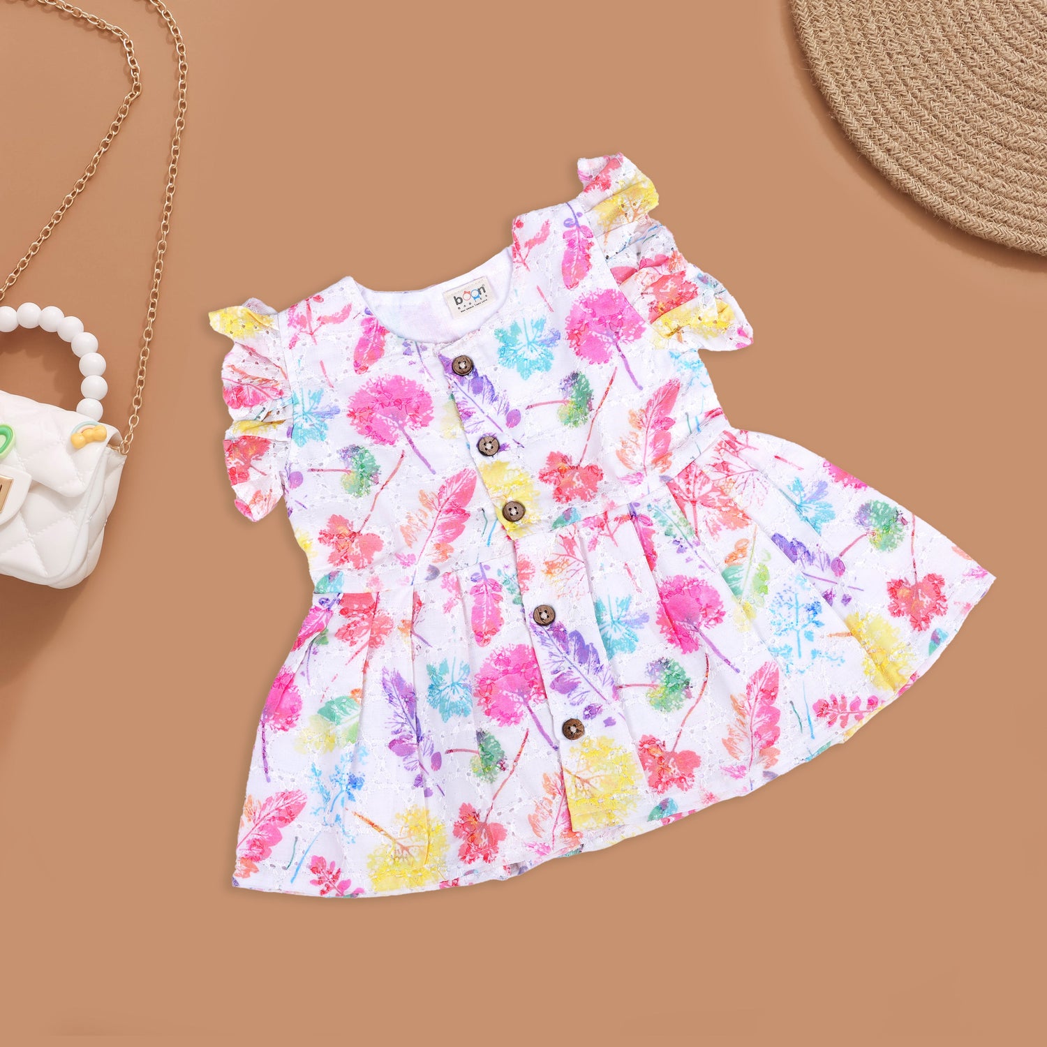 Vibrant Floral Baby Frock with a Pop of Colors