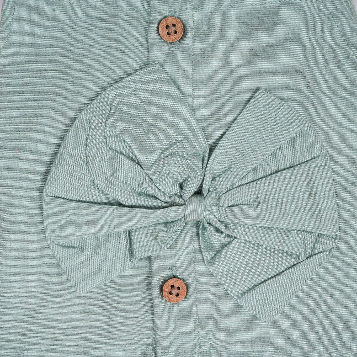 Mint green embroidered cotton top with cream skirt, elastic waist and lining – elegant Kerala-style ethnic wear for girls aged 1–5 years.