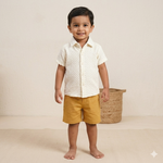 Lightweight solid color popcorn shirt for boys by Boon Babies, casual polycotton shirt with regular collar for ages 6 months to 5 years.