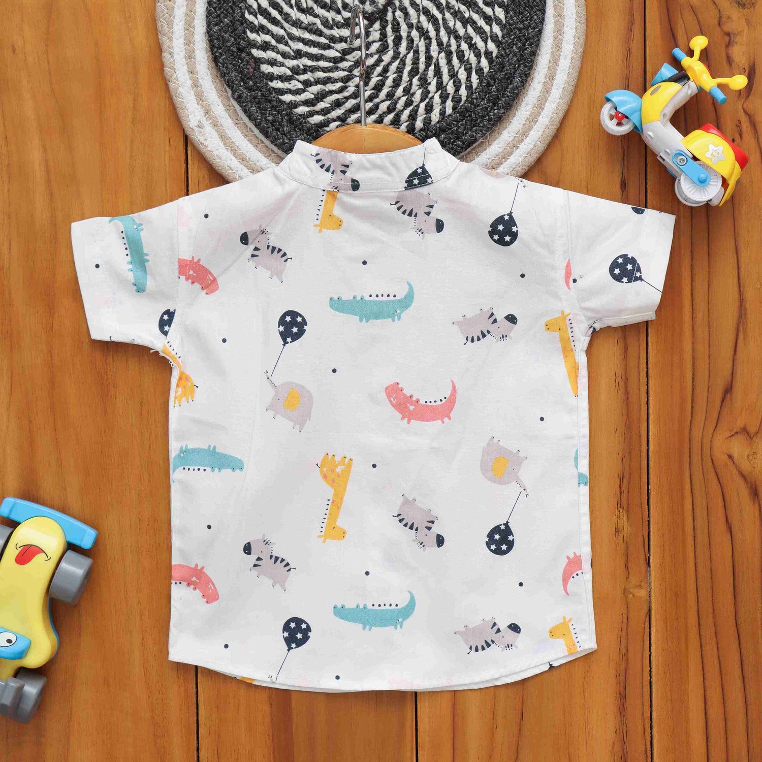 Cartoon Animals Printed Cotton Shirt - Boys Casual Fashion