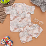 Boon Babies Soaring Style Stylish Boys Feather Print Shirt Shorts Set