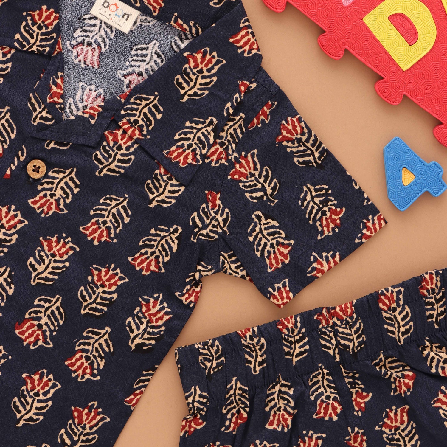 Floral Fantasy: Boys' Butta Print Shirt with Matching Shorts