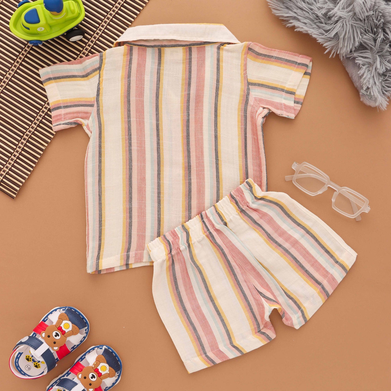 Stylish Stripes: Boys Shirt and Shorts Set