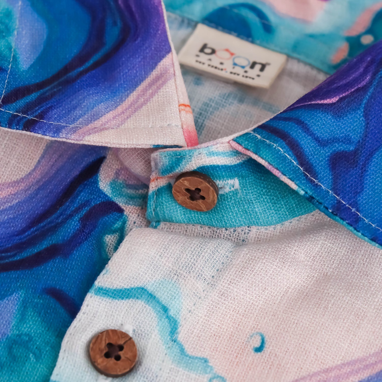 Splash of Color: Vibrant Waves Print Shirt for Boys