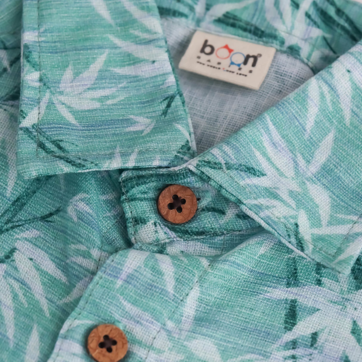 Bamboo Breeze: Cool Green Printed Shirt for Boys