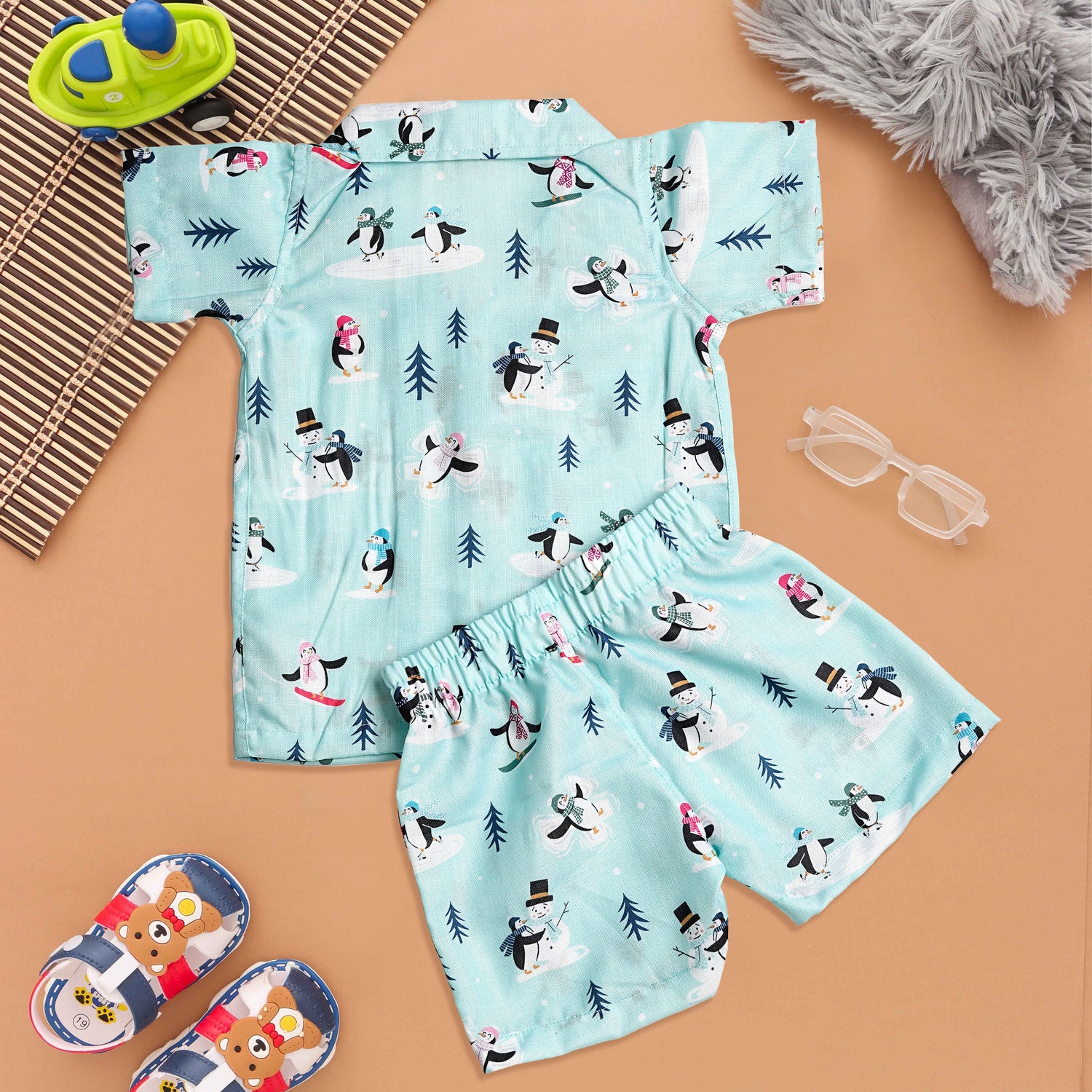 Chill Penguins Kids Shirt & Shorts Set - Perfect for Playful Days