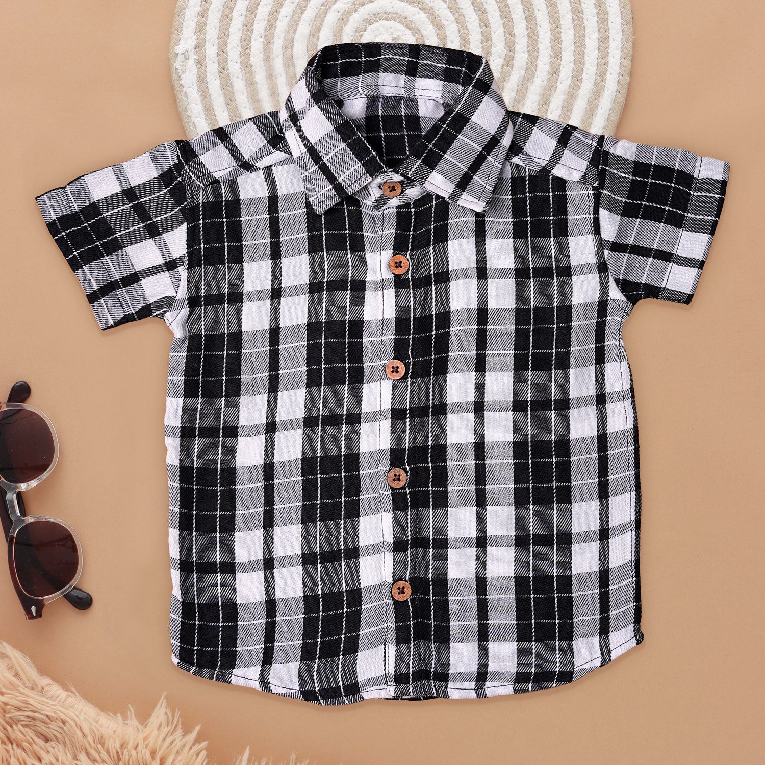 Comfortable and Trendy Boys’ Checkered Cotton Shirt