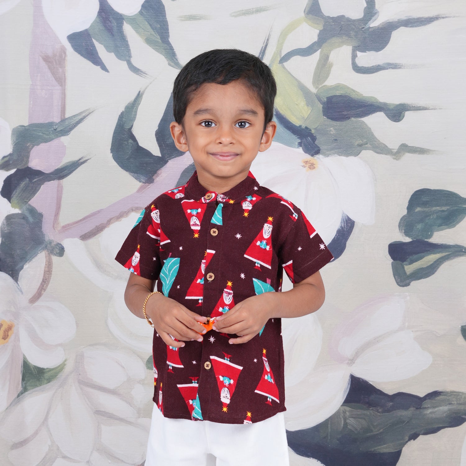 Festive Fun Boys' Shirt - Santa Tree Pattern