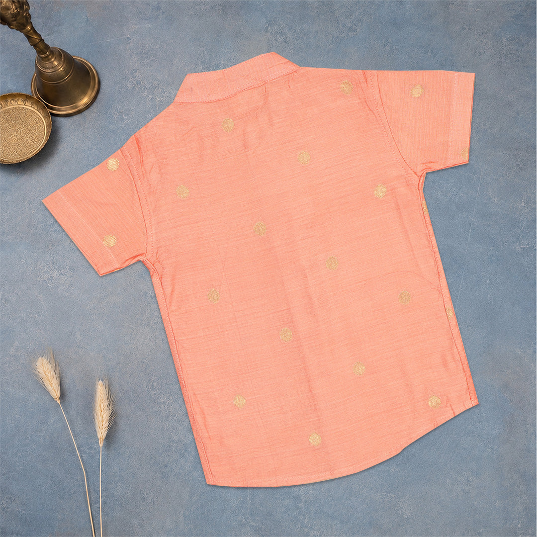 Peach Boys Raw Silk Shirt & Art Silk Dhoti Set | Festive Ethnic Wear (6M–8Y)