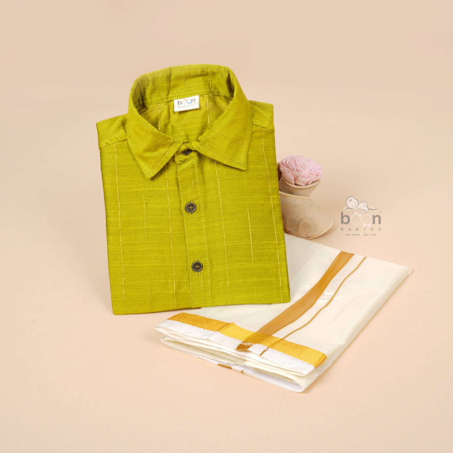 Pista Green Silk Boys Ethnic Shirt & Dhoti Set – Fresh Festive Look