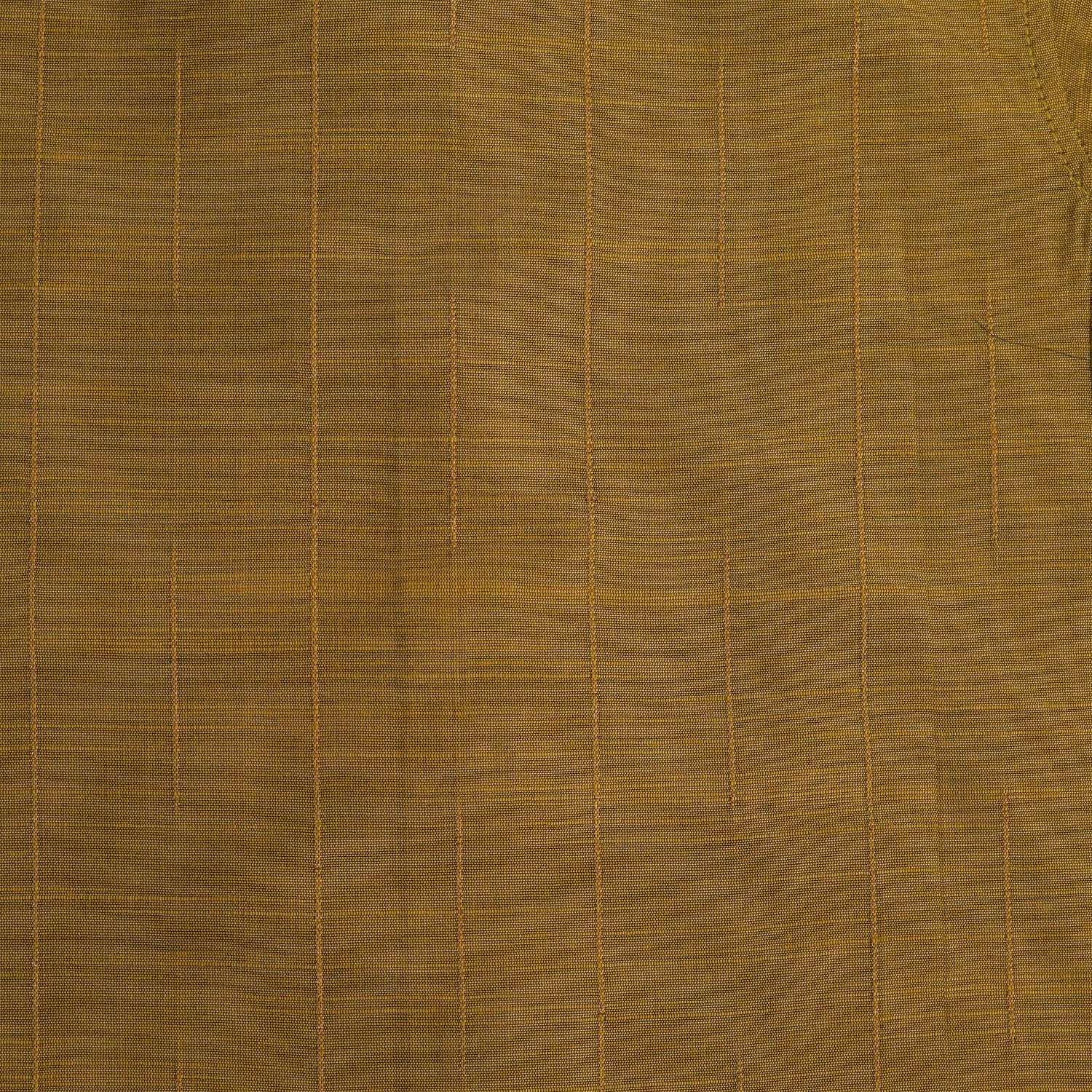 Mustard gold silk shirt with subtle golden stripes, folded beside a traditional white veshti – Boon Babies’ festive ethnicwear for boys in Coimbatore.