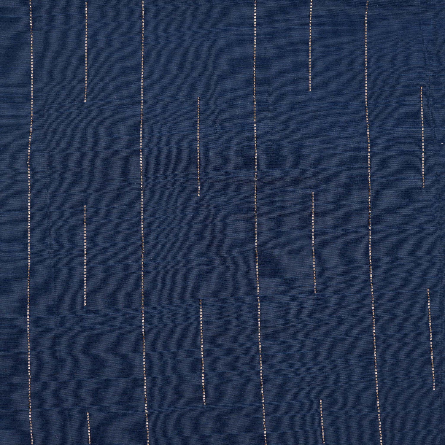 Boys navy blue silk shirt with subtle gold stripes, folded beside a white and gold pattu dhoti – Boon Babies festive wear.