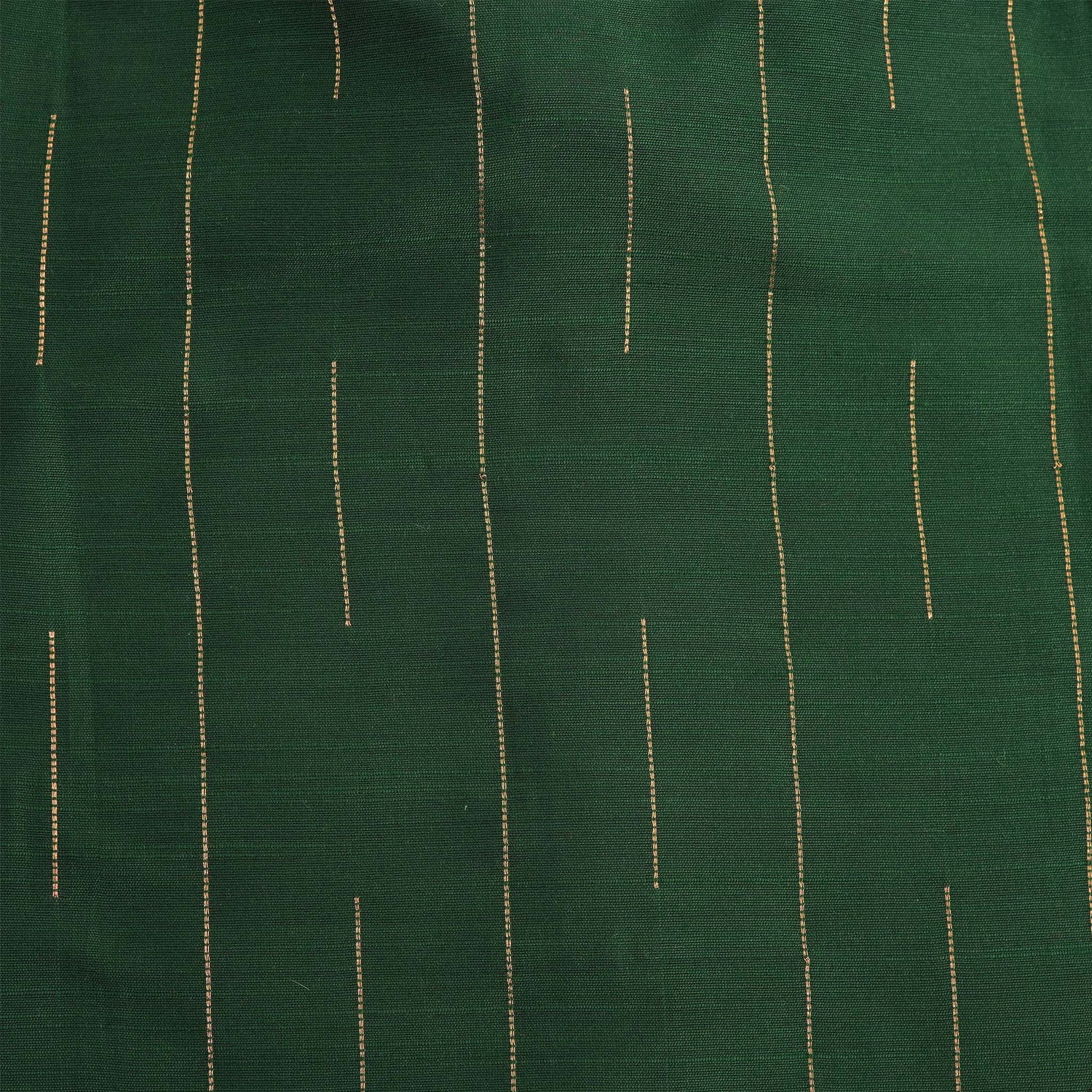 Bottle green silk shirt for boys with golden vertical threads, paired with white pattu dhoti – Boon Babies festive ethnic wear for toddlers.
