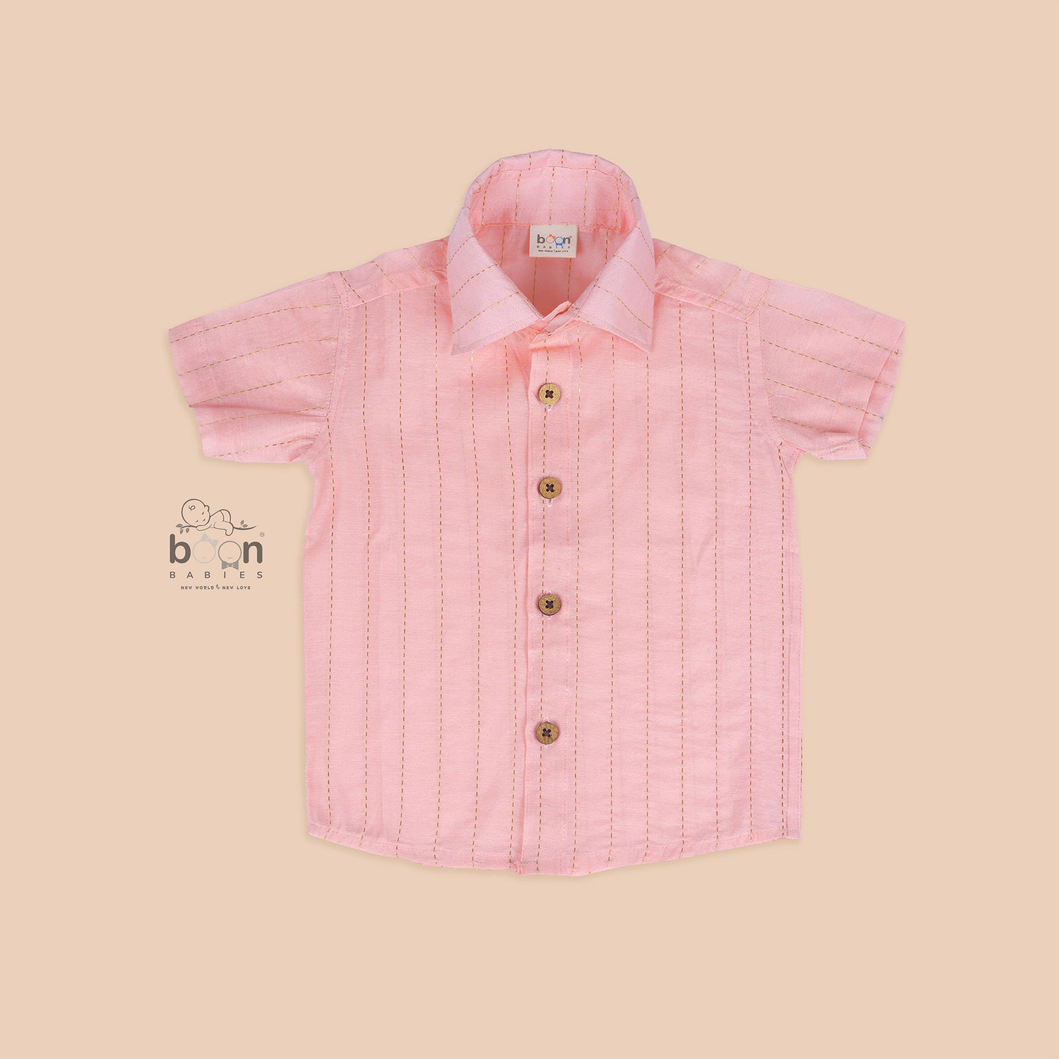 Peach Pink Silk Shirt and Dhoti Set for Boys – Traditional Festive Wear