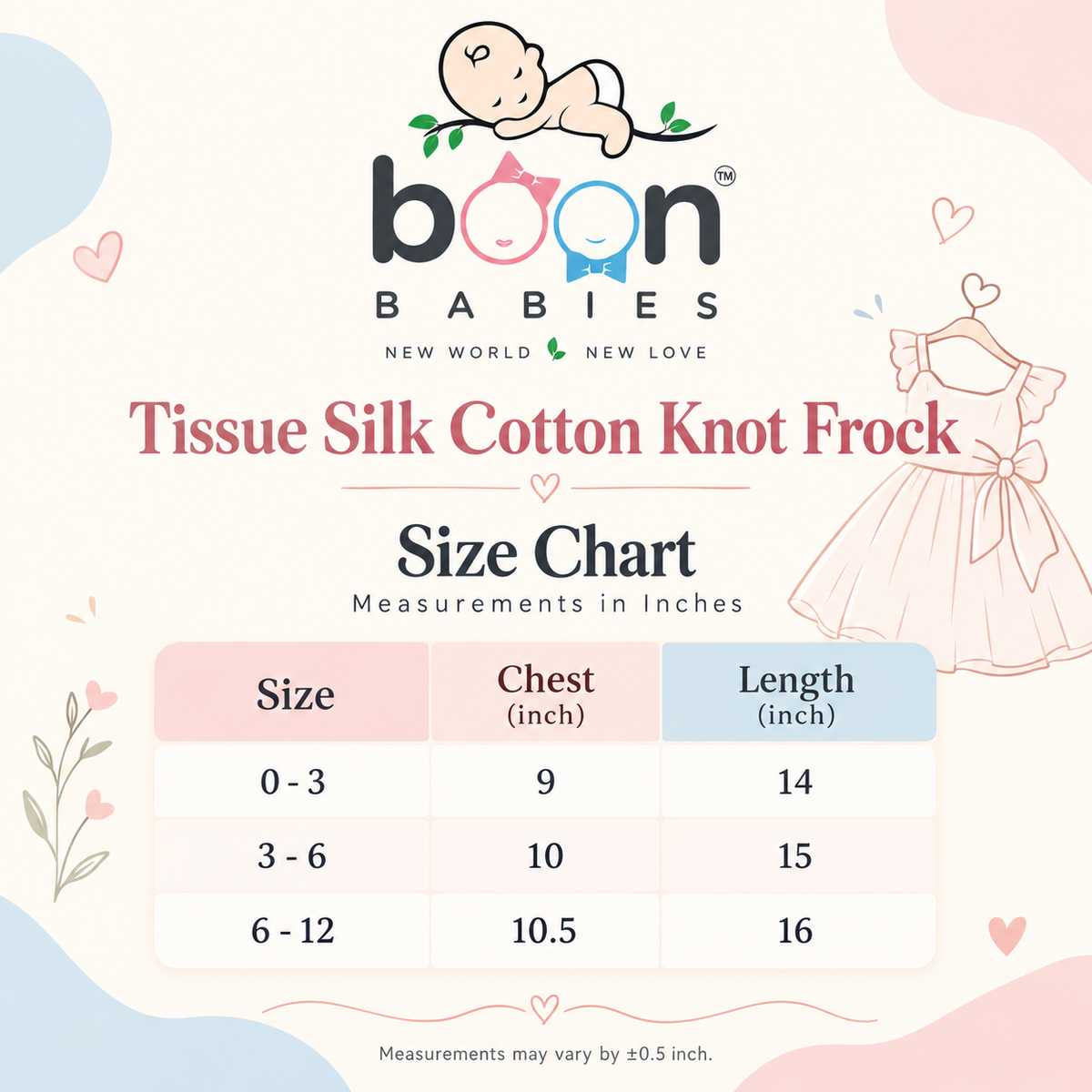 Boon Babies baby girl turquoise tissue silk cotton knot frock size chart