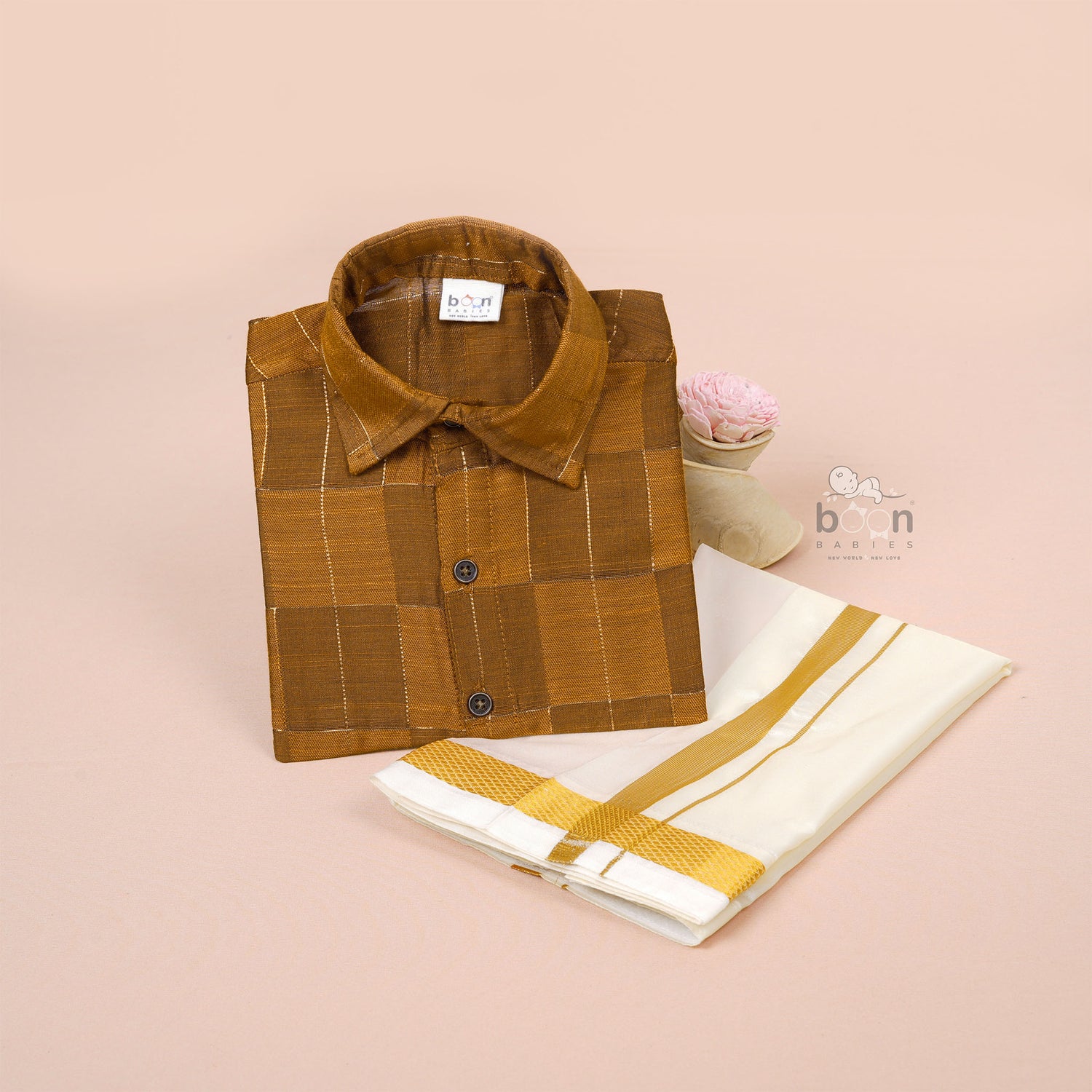 Mustard Silk Boys Ethnic Shirt & Dhoti Set – Traditional & Stylish