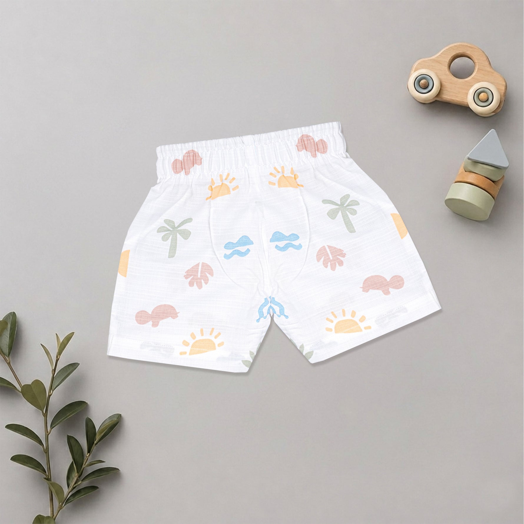 Boys premium cotton printed shirt and shorts set with straight collar, featuring colorful patterns and comfortable fit by Boon Babies.