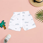 Boys' printed muslin cotton shirt and shorts set with elephant print and straight collar, by Boon Babies.