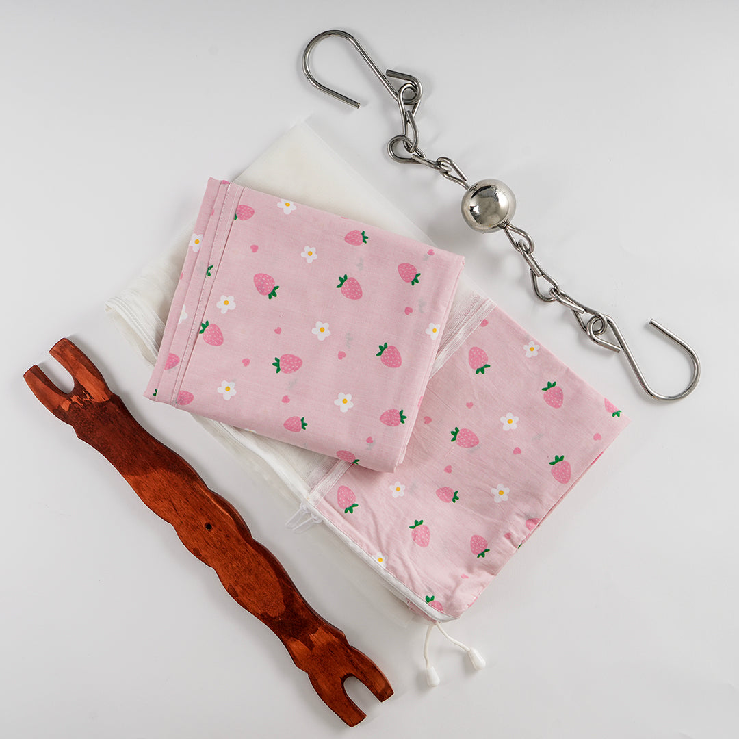 Boon Babies Berry Delight Strawberry Patterned Baby Cradle Netting