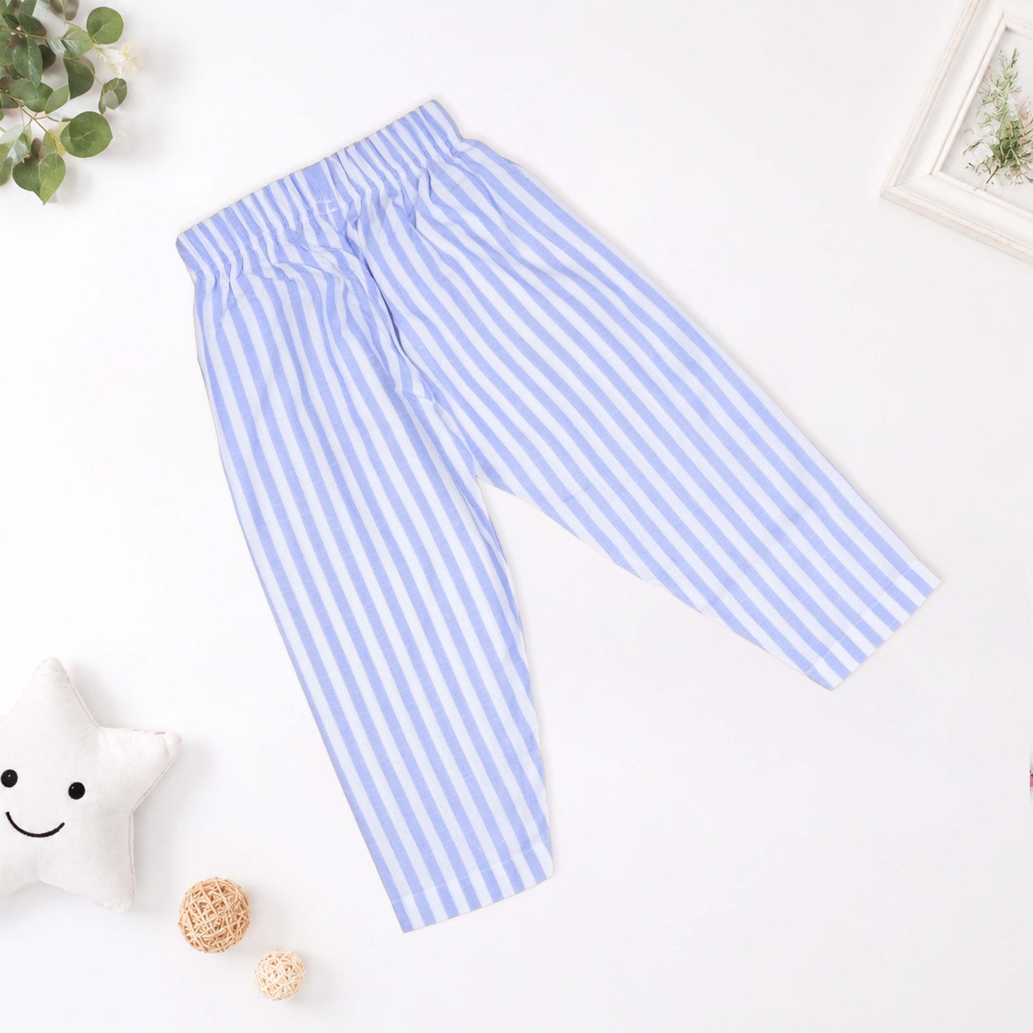 Boys Sky Blue Striped Cotton Co-ord Set 6 Months–3 Years