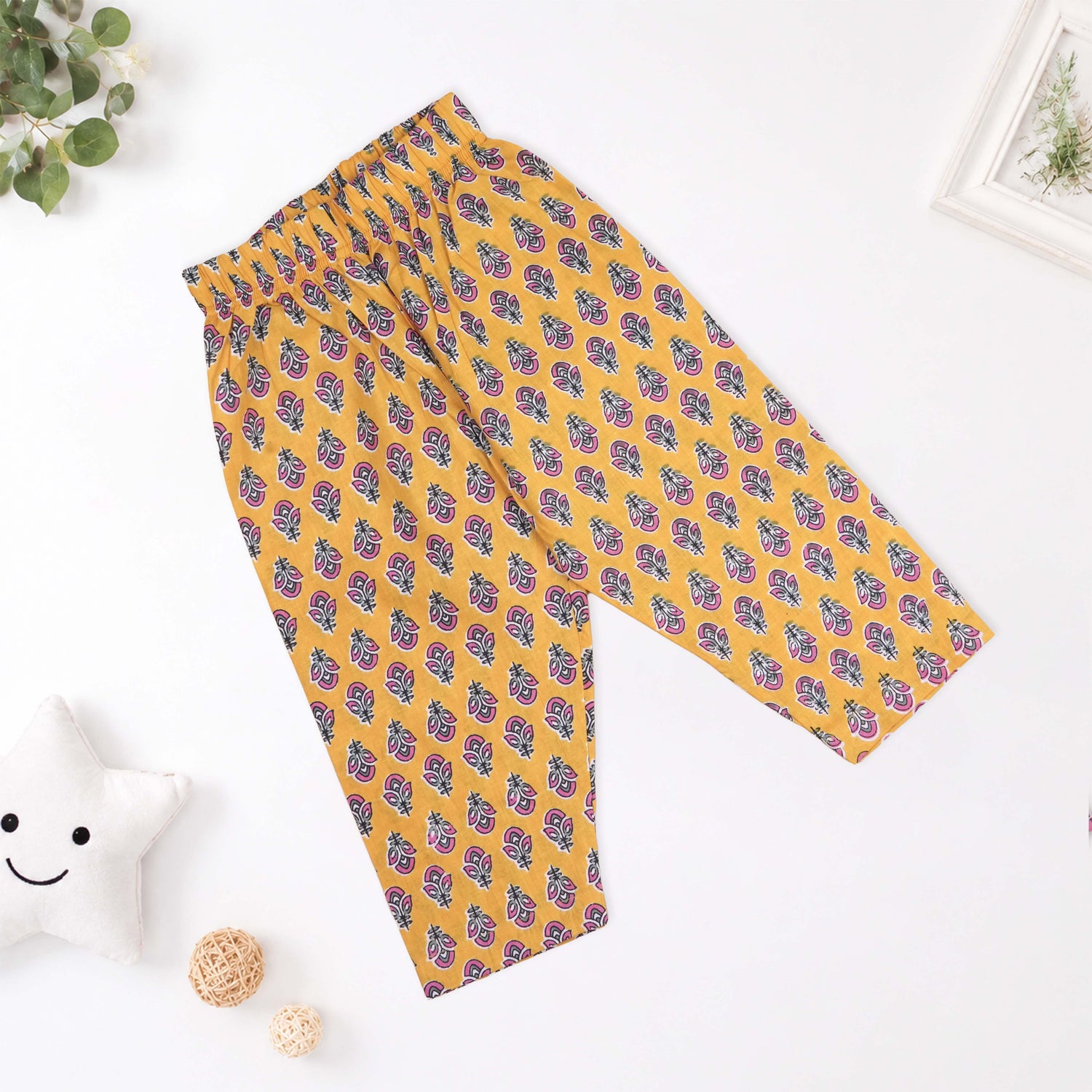 Boys Mustard Floral Printed Cotton Co-ord Set