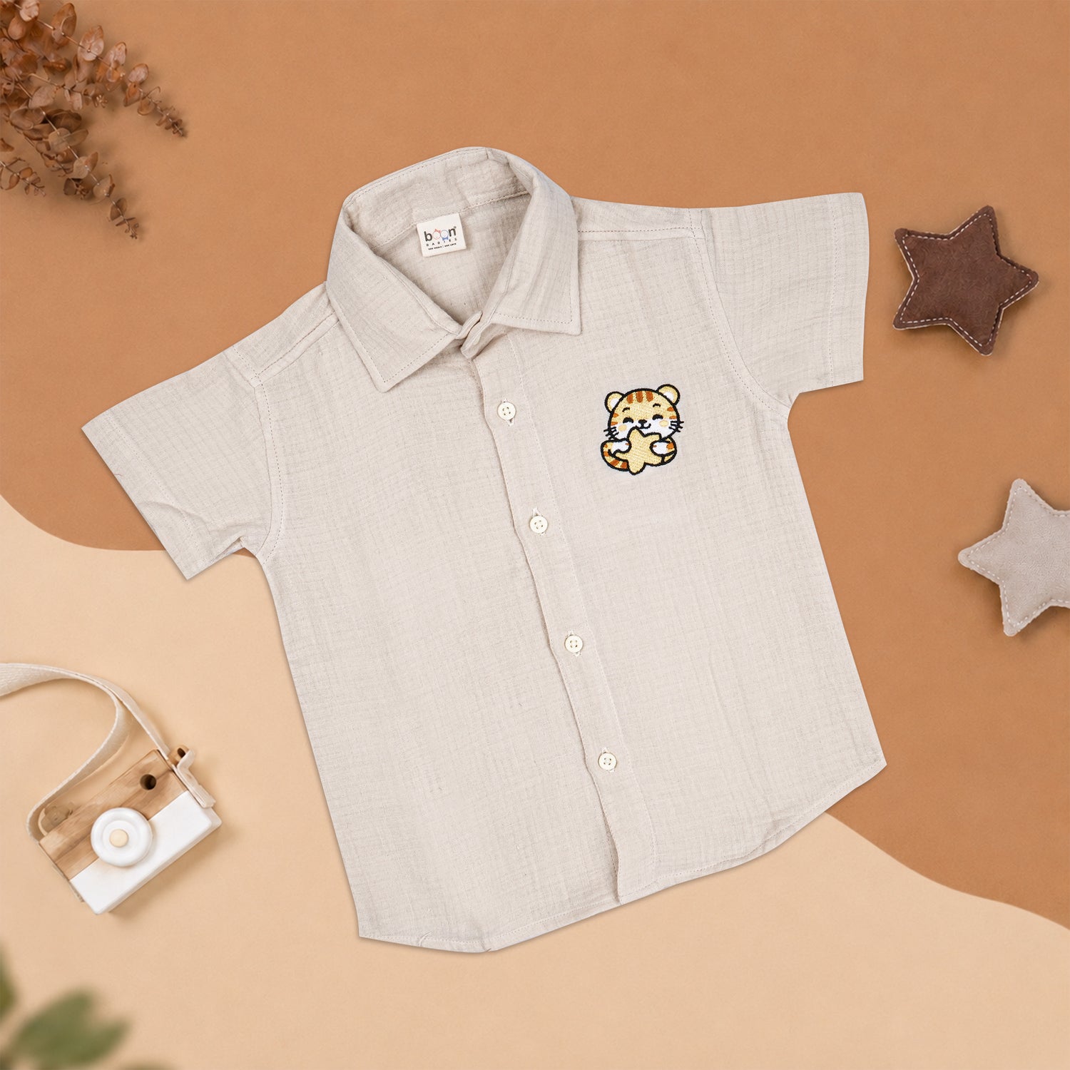 Cream Muslin Boys Shirt & Shorts Co-ord Set (6M–5Y)