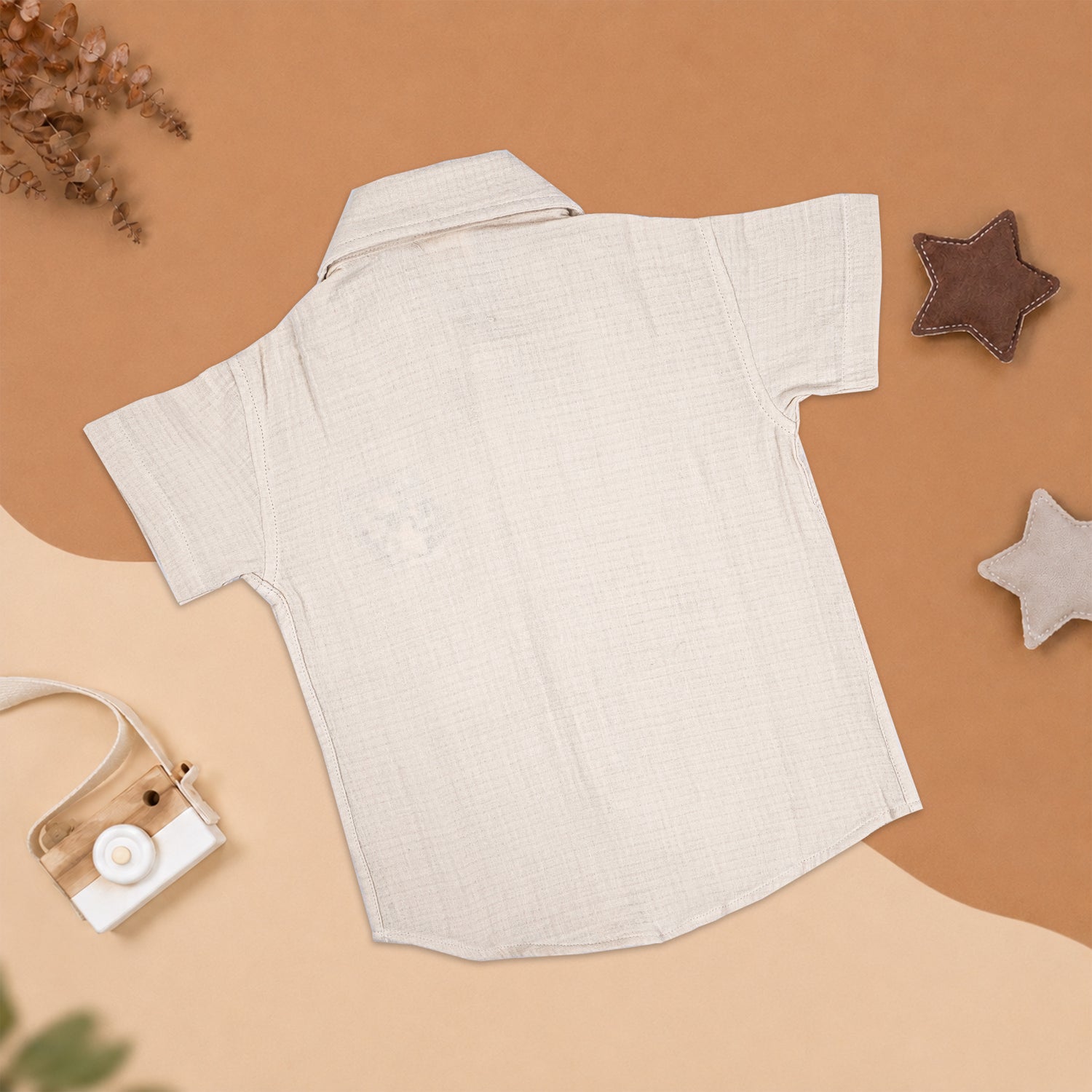 Cream Muslin Boys Shirt & Shorts Co-ord Set (6M–5Y)