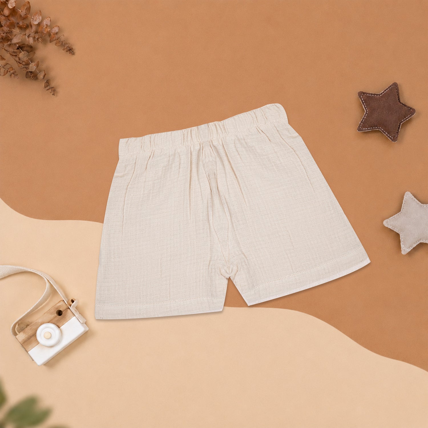 Cream Muslin Boys Shirt & Shorts Co-ord Set (6M–5Y)