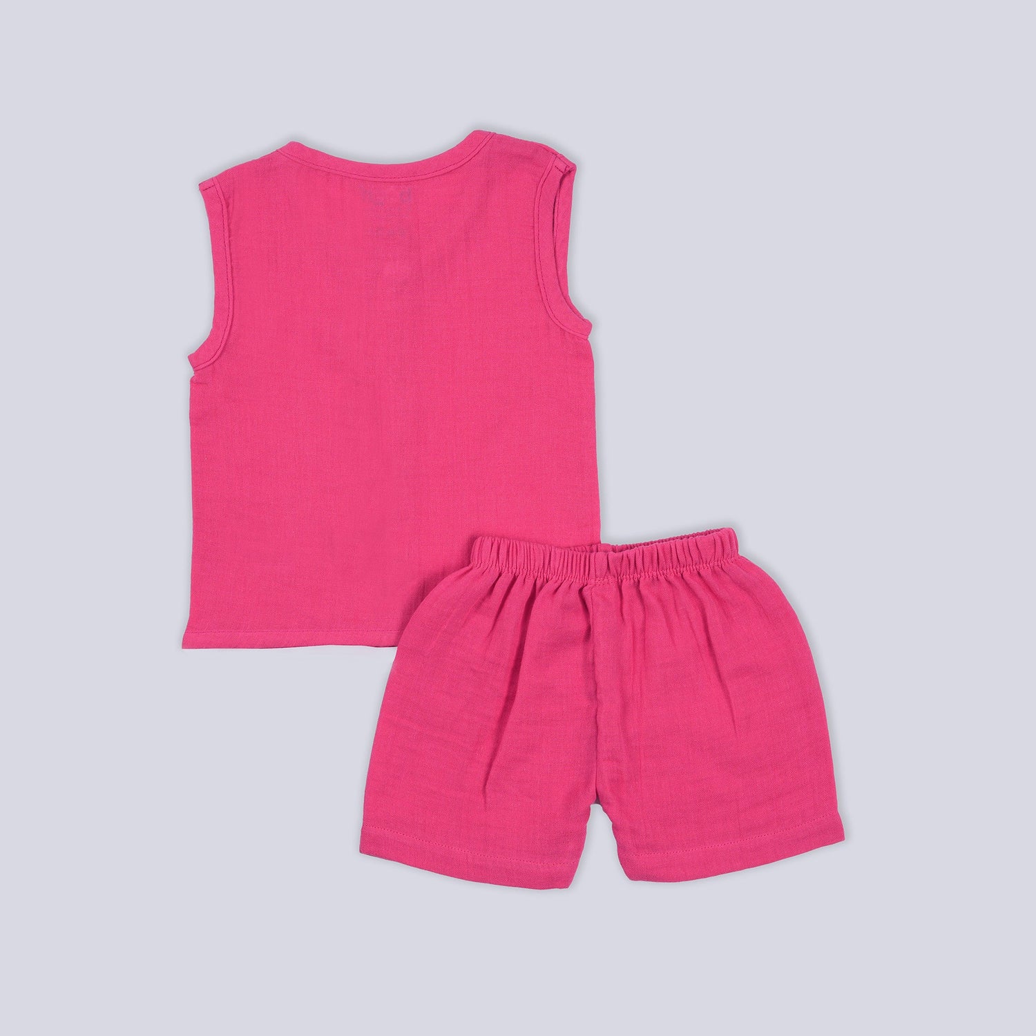 Bright Pink Muslin Jabla & Shorts Set – Soft & Stylish Comfort for Babies