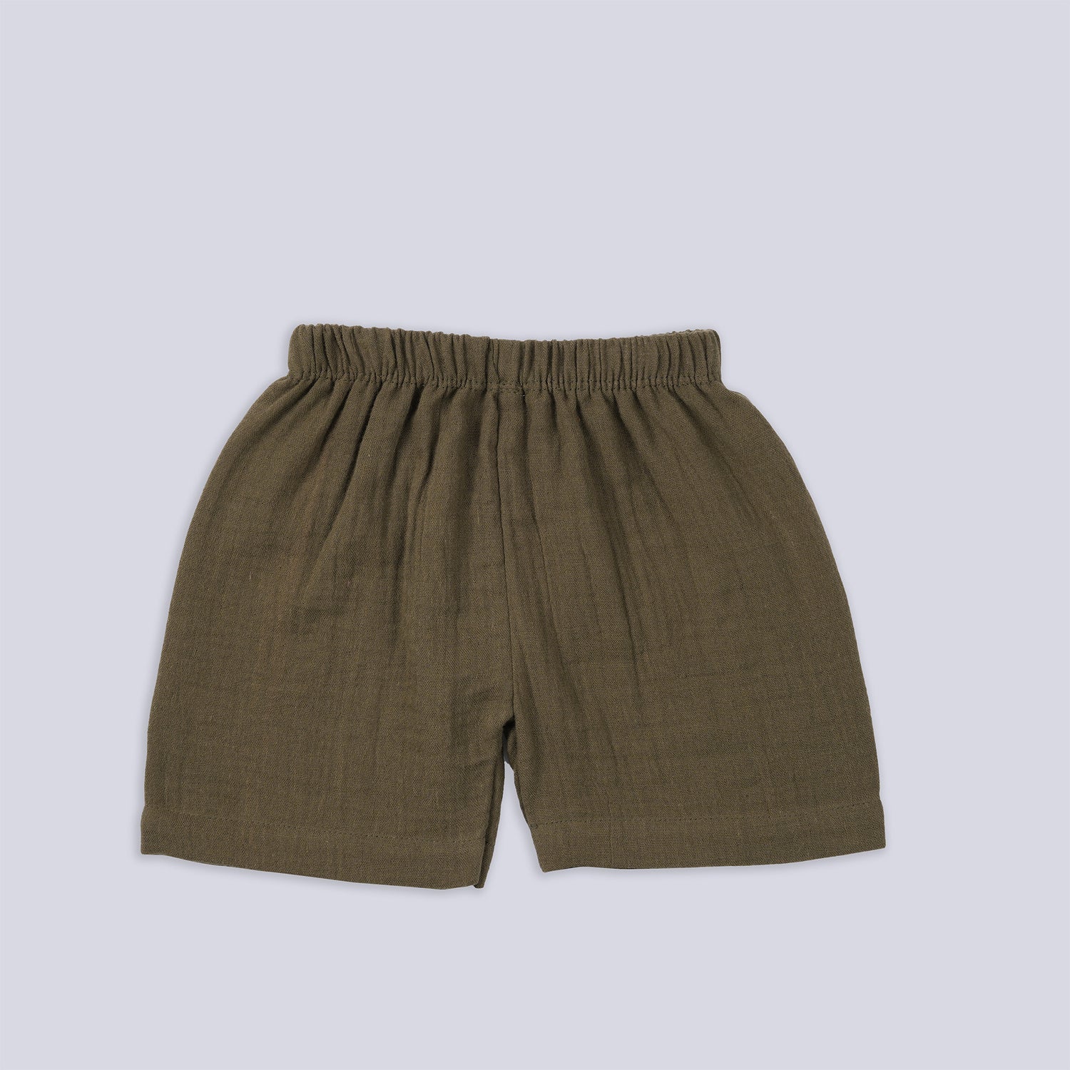 Olive Green Muslin Jabla & Shorts Set – Soft Essentials for Baby Comfort
