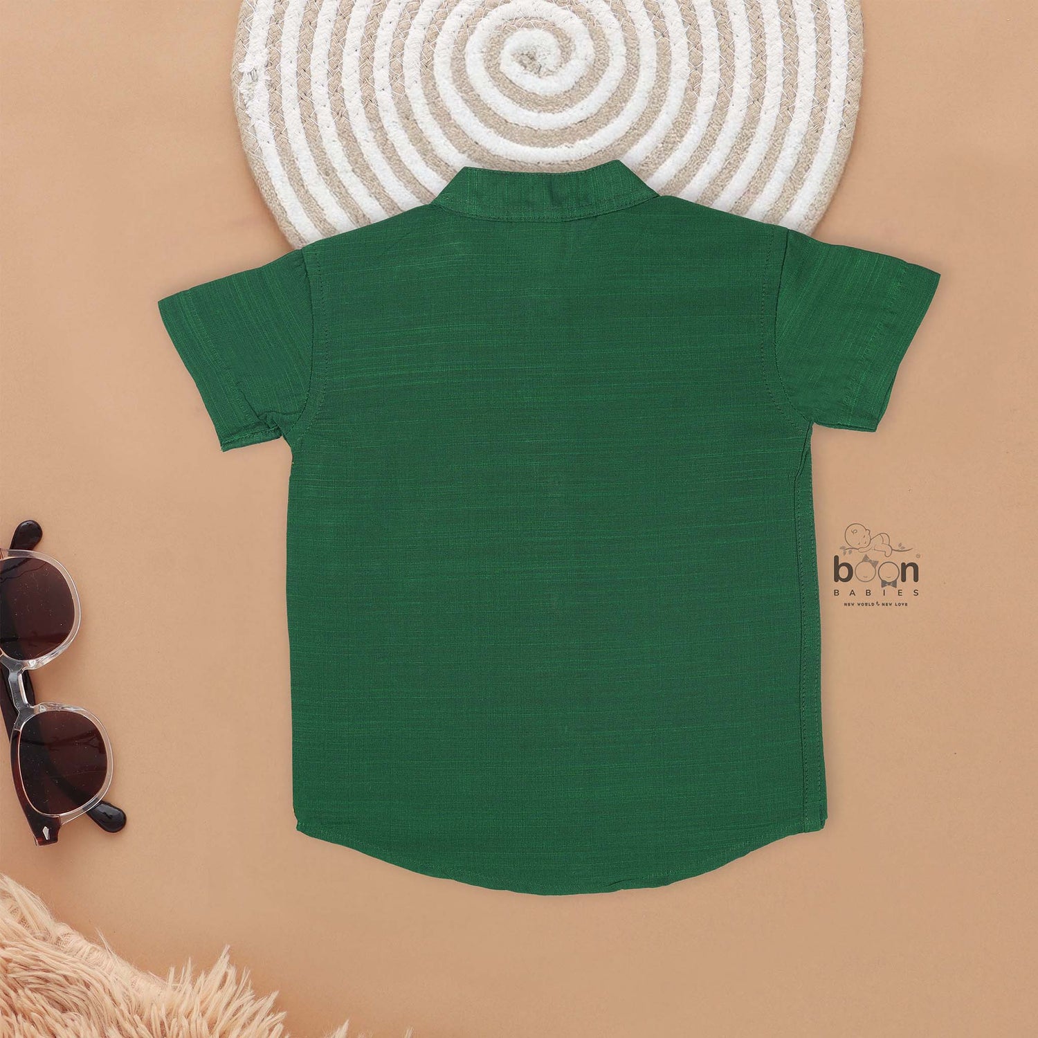 Bottle Green Silk Panel Shirt with Cream Pattu Dhoti – Traditional Ethnic Wear for Boys