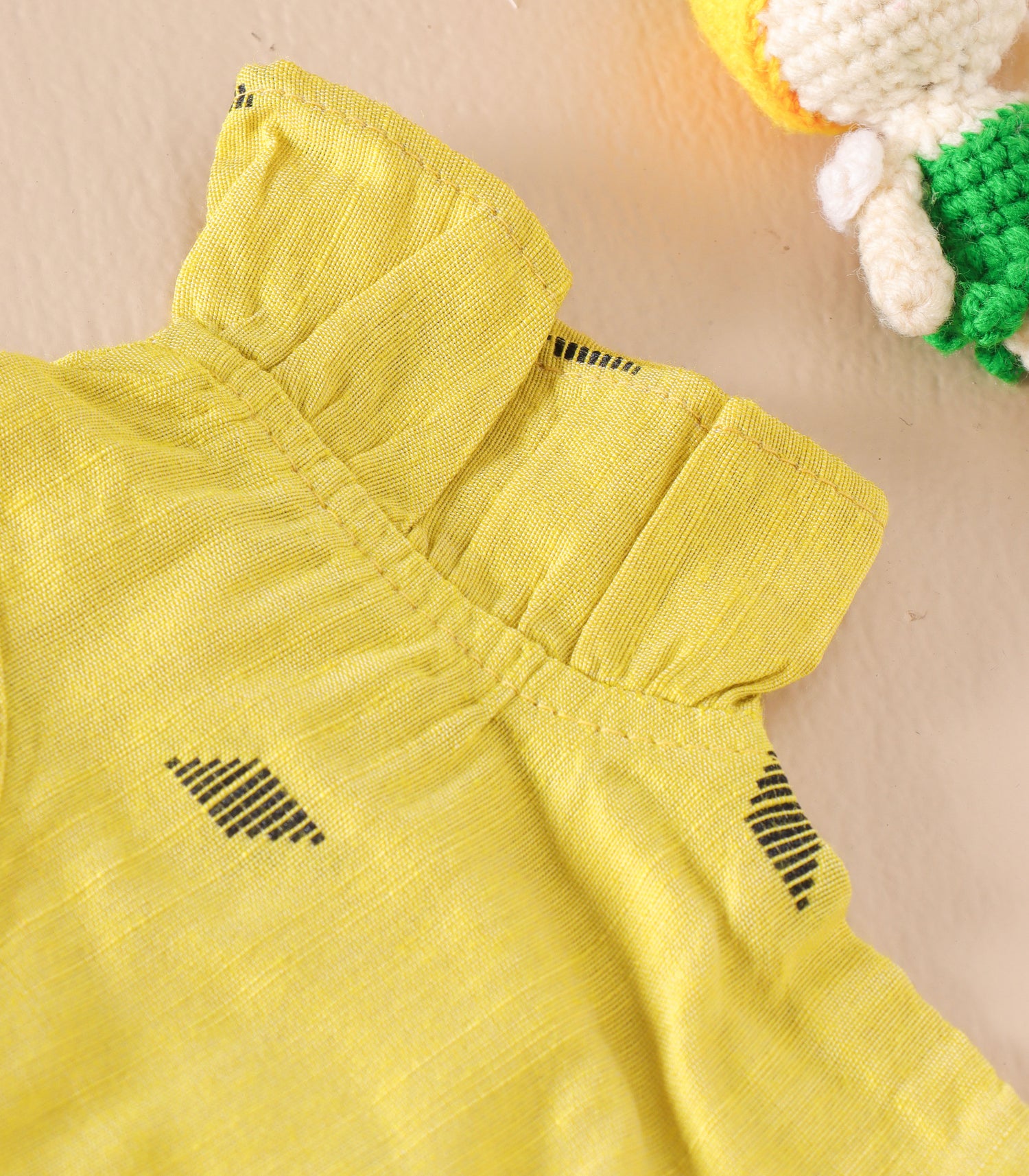 Yellow Handwoven Ethnic Frill Frock – Soft & Breathable Ethnic Wear for Babies